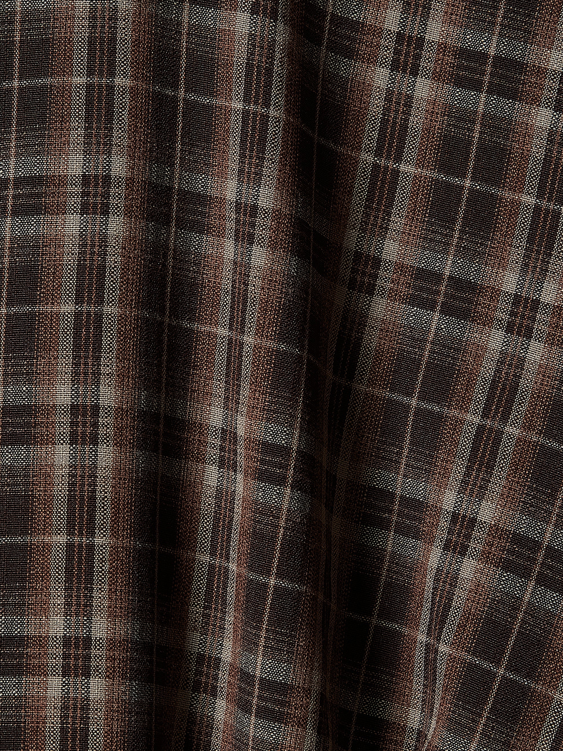Woven Plaid Button-Up Shirt with Darts