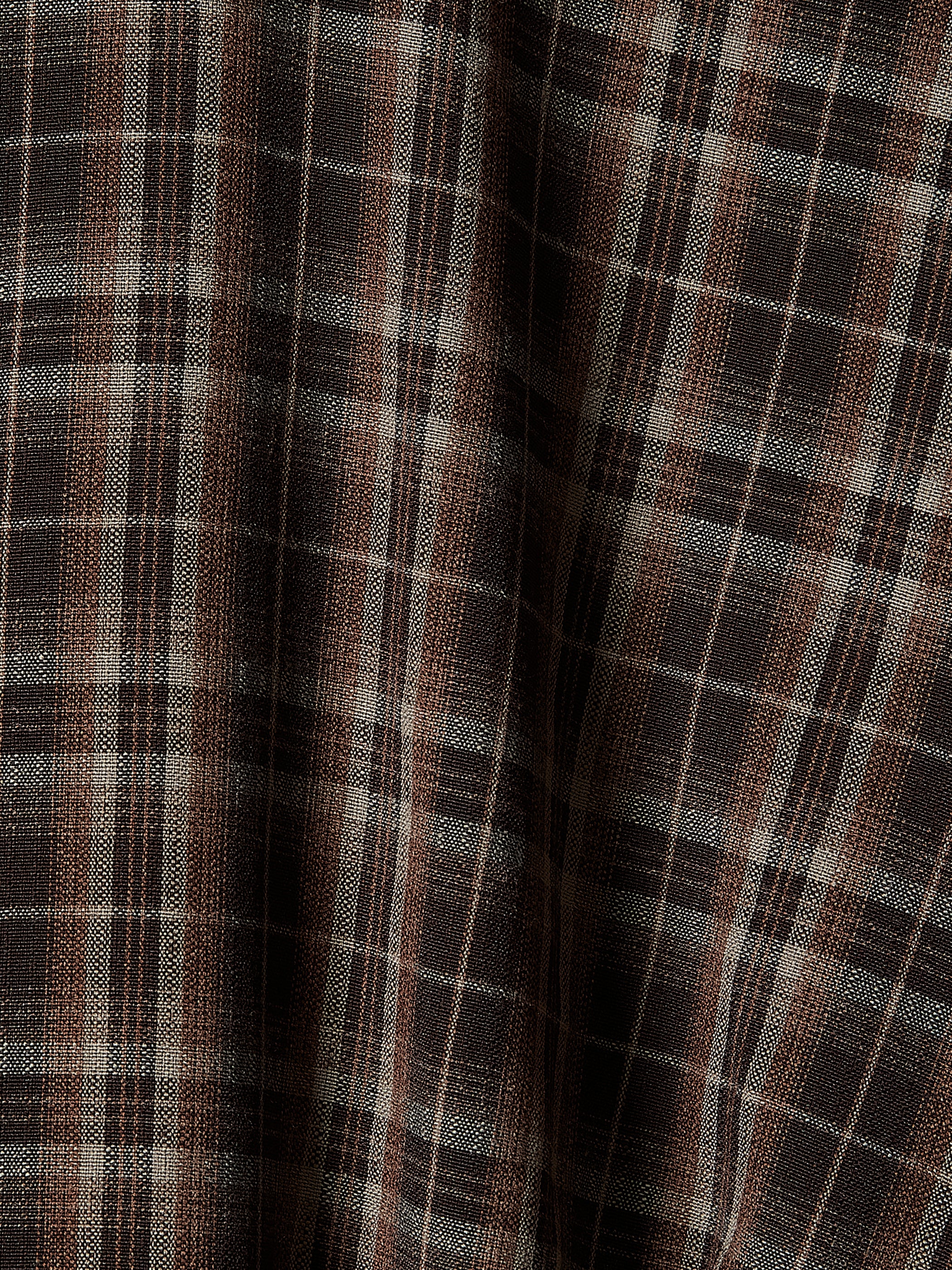 Woven Plaid Button-Up Shirt with Darts
