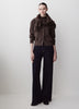 Knit Cardigan Cotton Nylon Blend Mock Neck