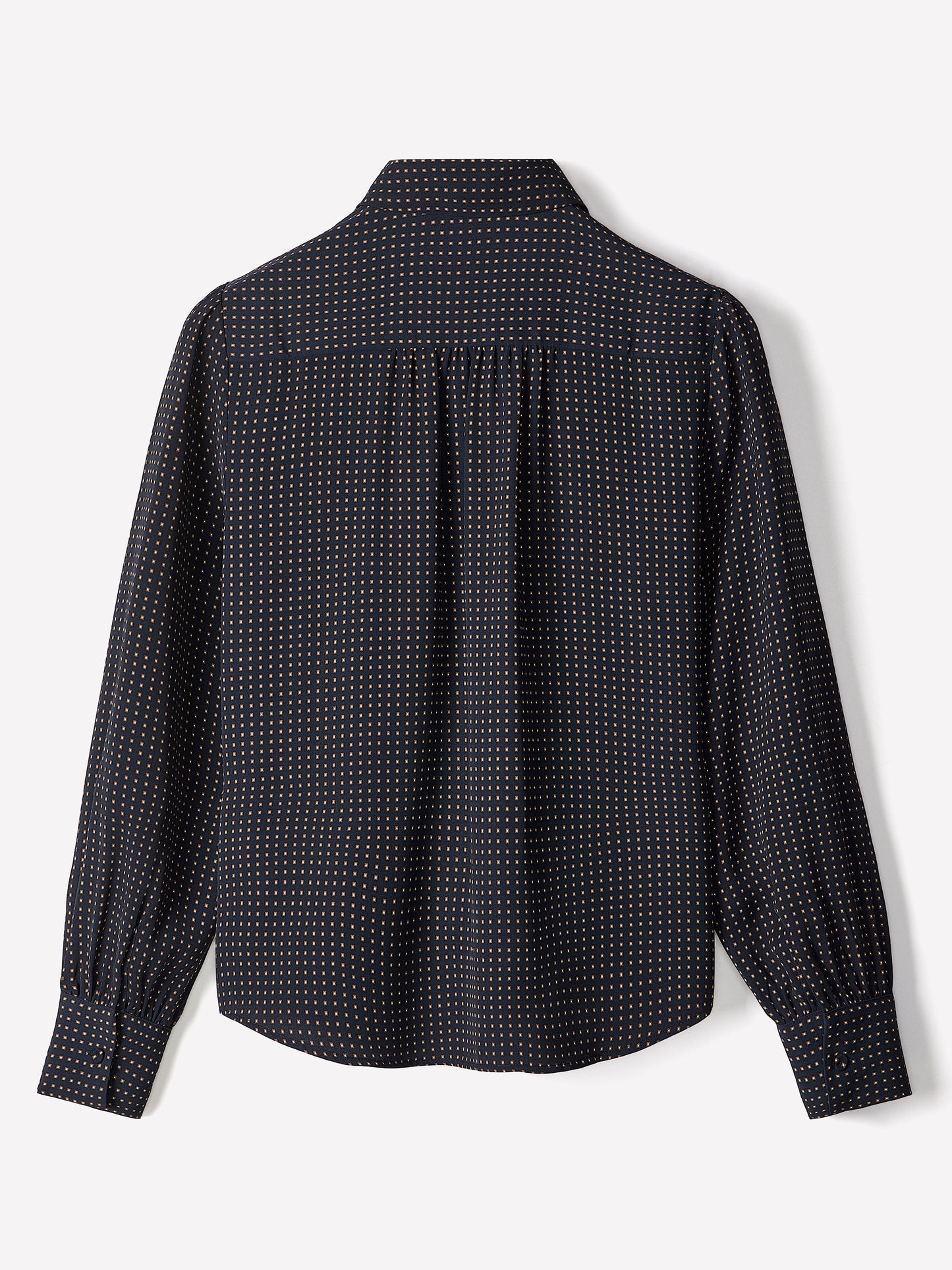 Silky Crepe Long-Sleeve Buttoned-Down Blouse