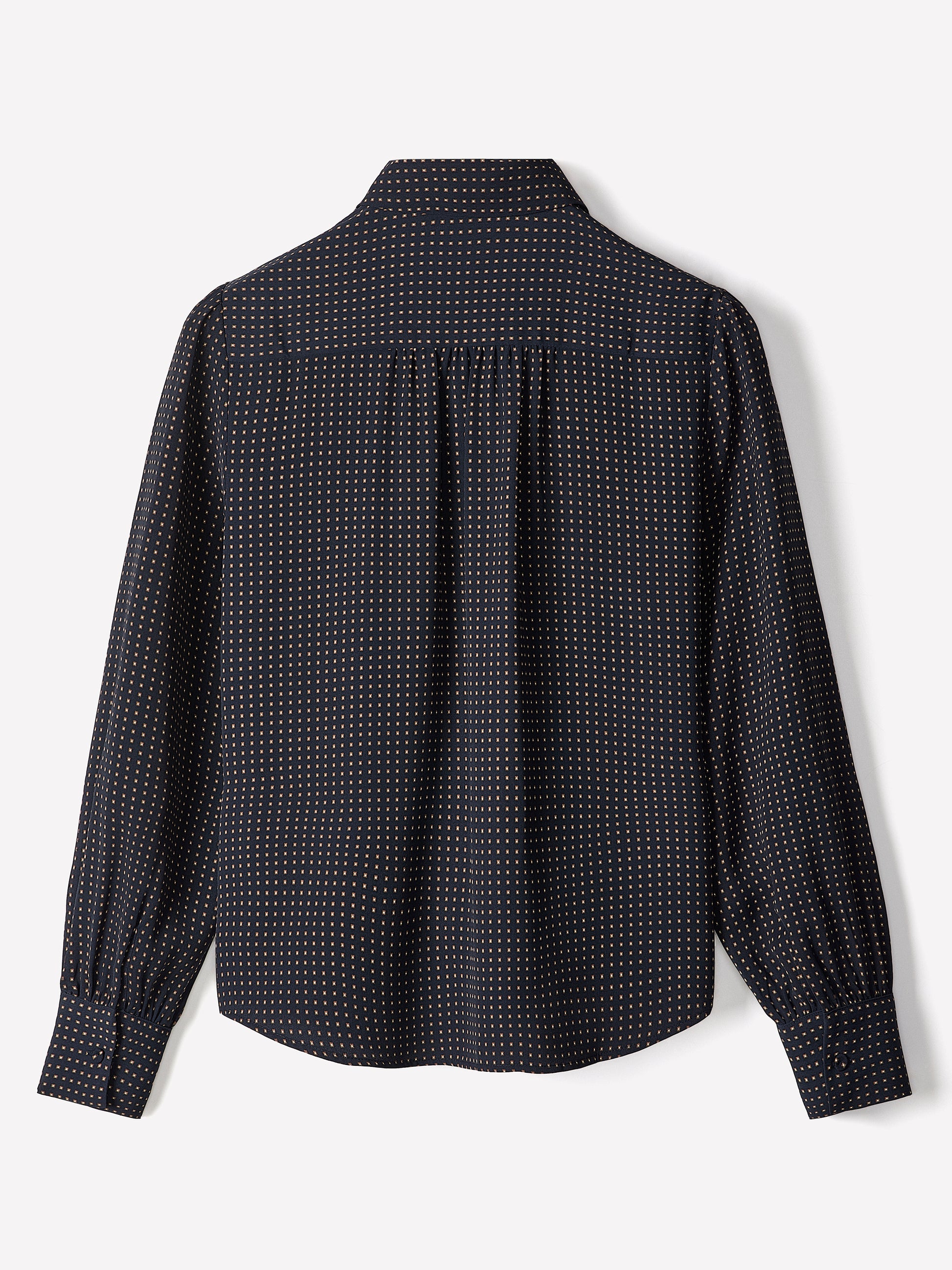 Silky Crepe Long-Sleeve Buttoned-Down Blouse