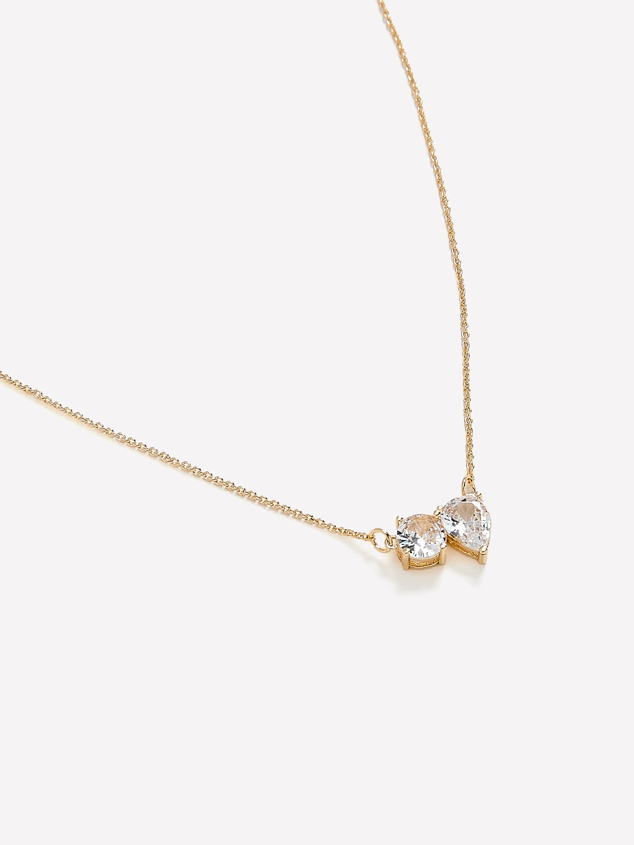 Collier Court avec Pendentif à Deux Zircons