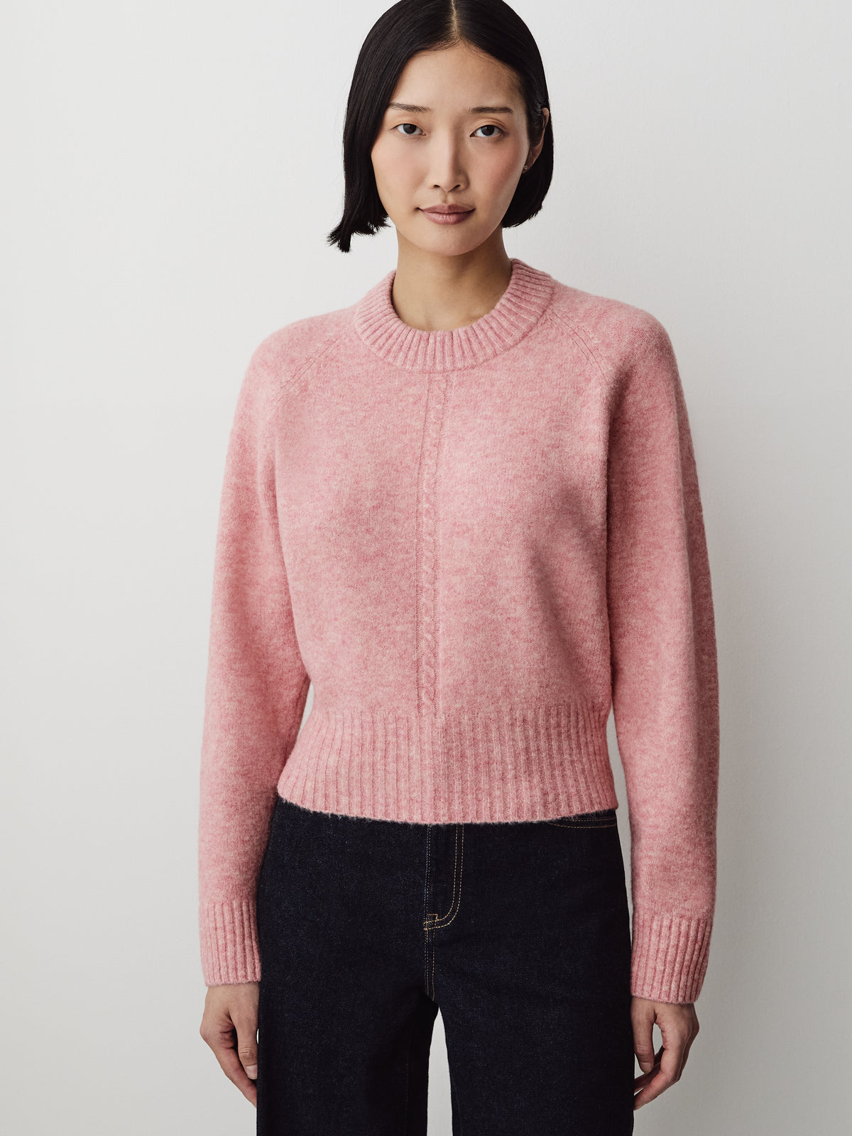 Long-Sleeve Crew-Neck Spongy Pullover