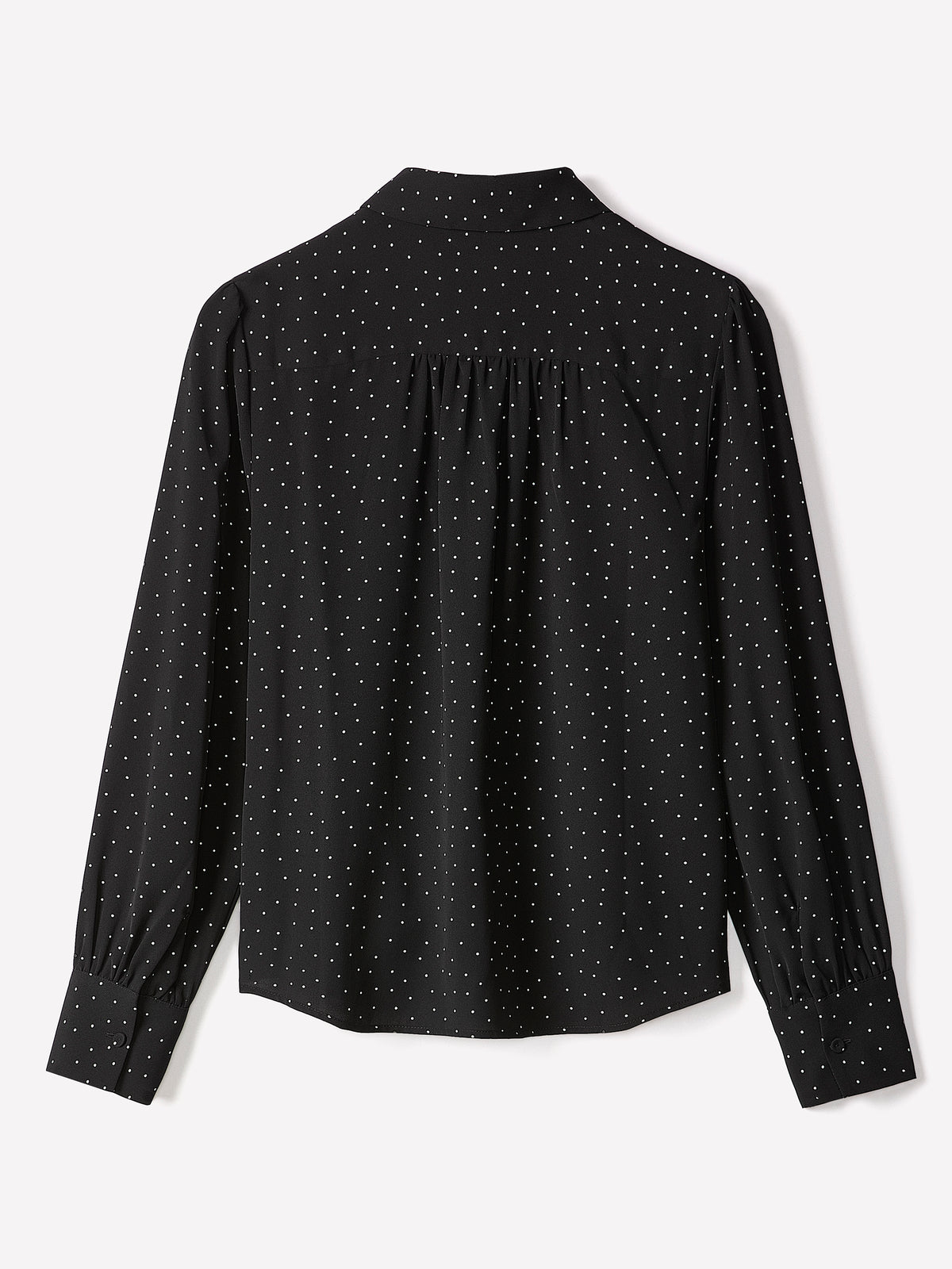 Silky Crepe Long-Sleeve Buttoned-Down Blouse