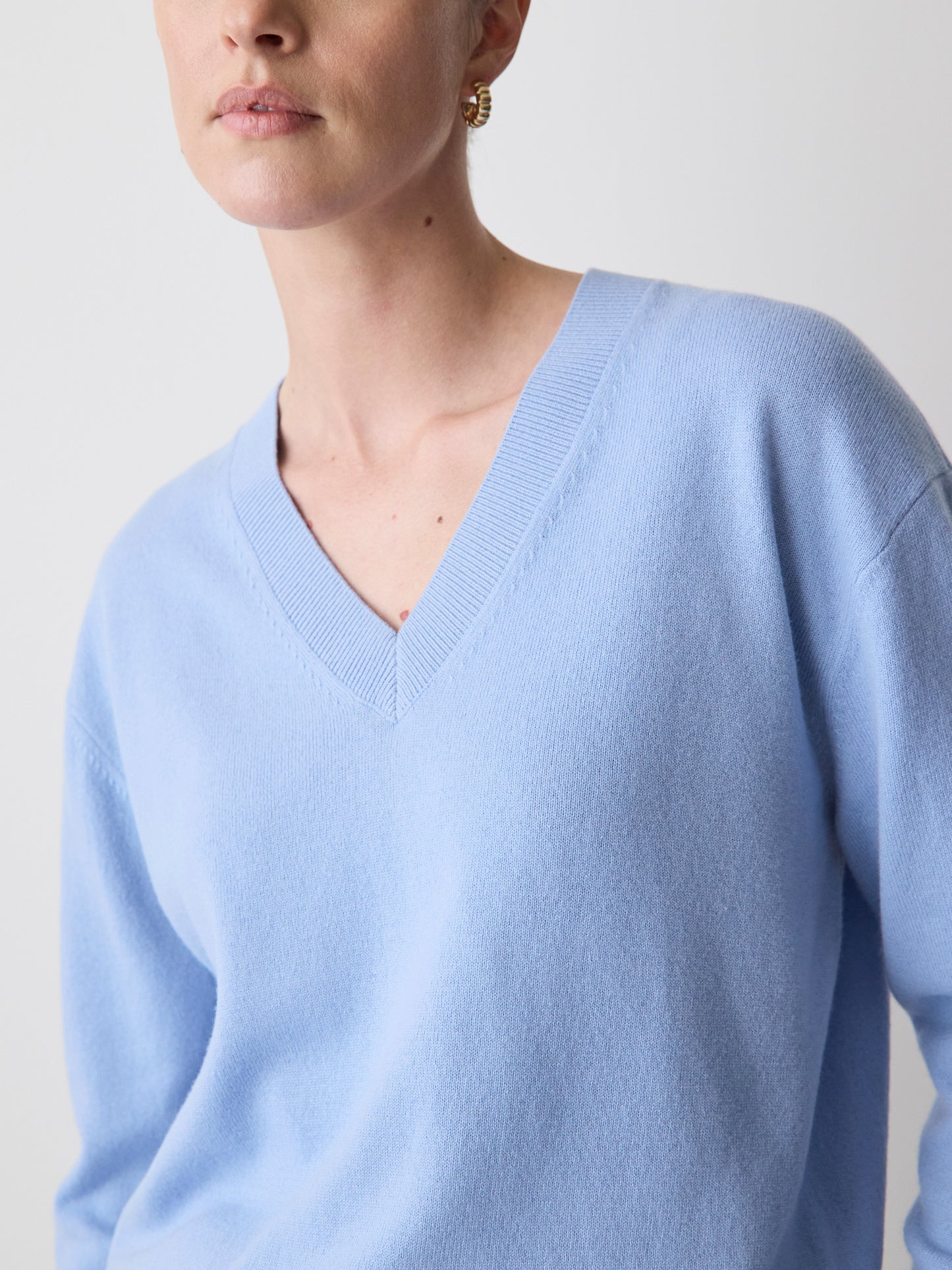 Merino Wool V-Neck Drop Shoulder Sweater