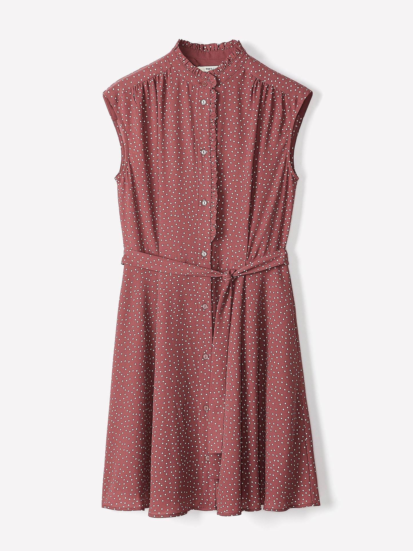 Sleeveless Mock-Neck Buttoned-Down Mini Dress