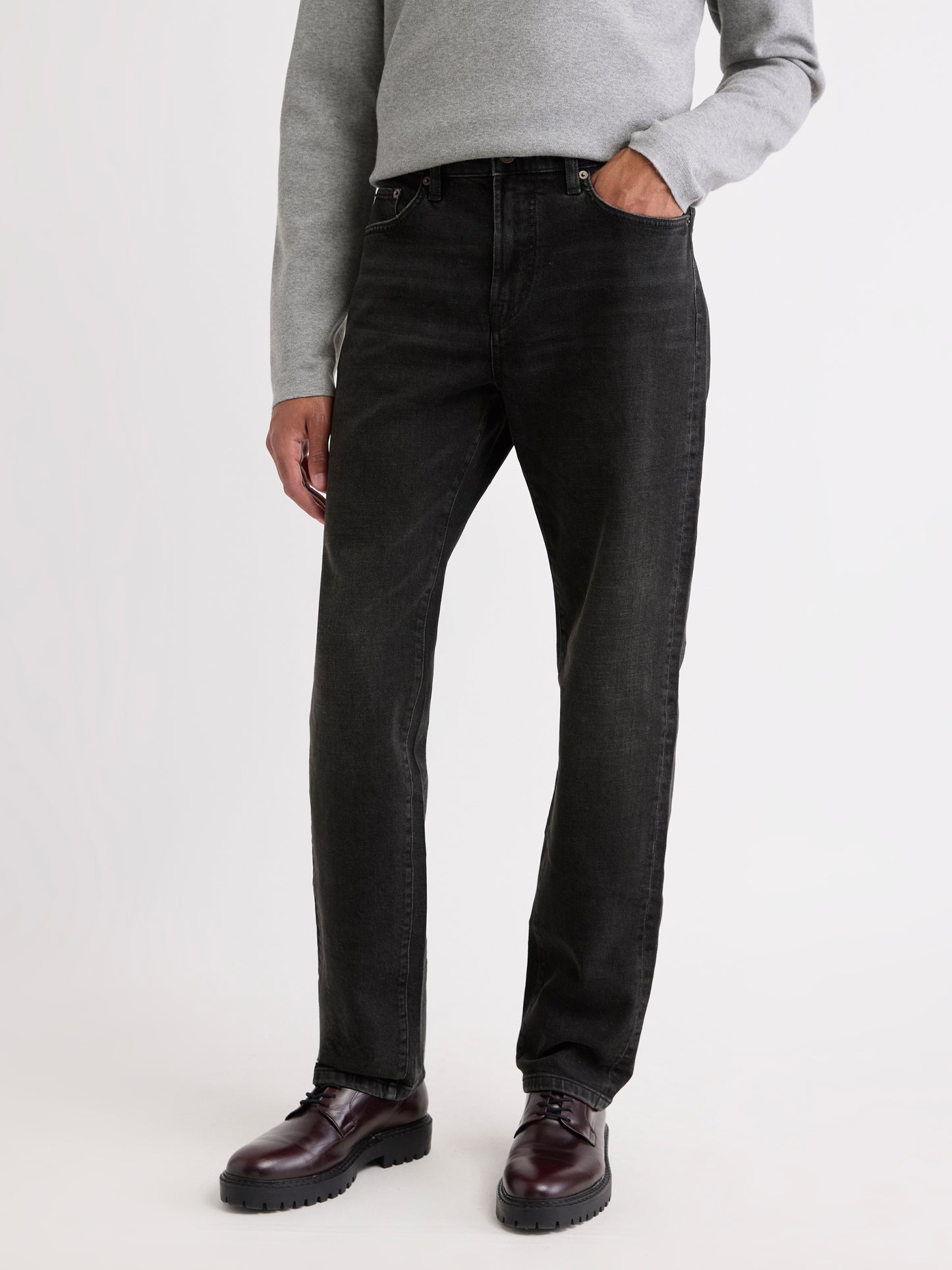 Dark Grey Straight-Leg Jeans