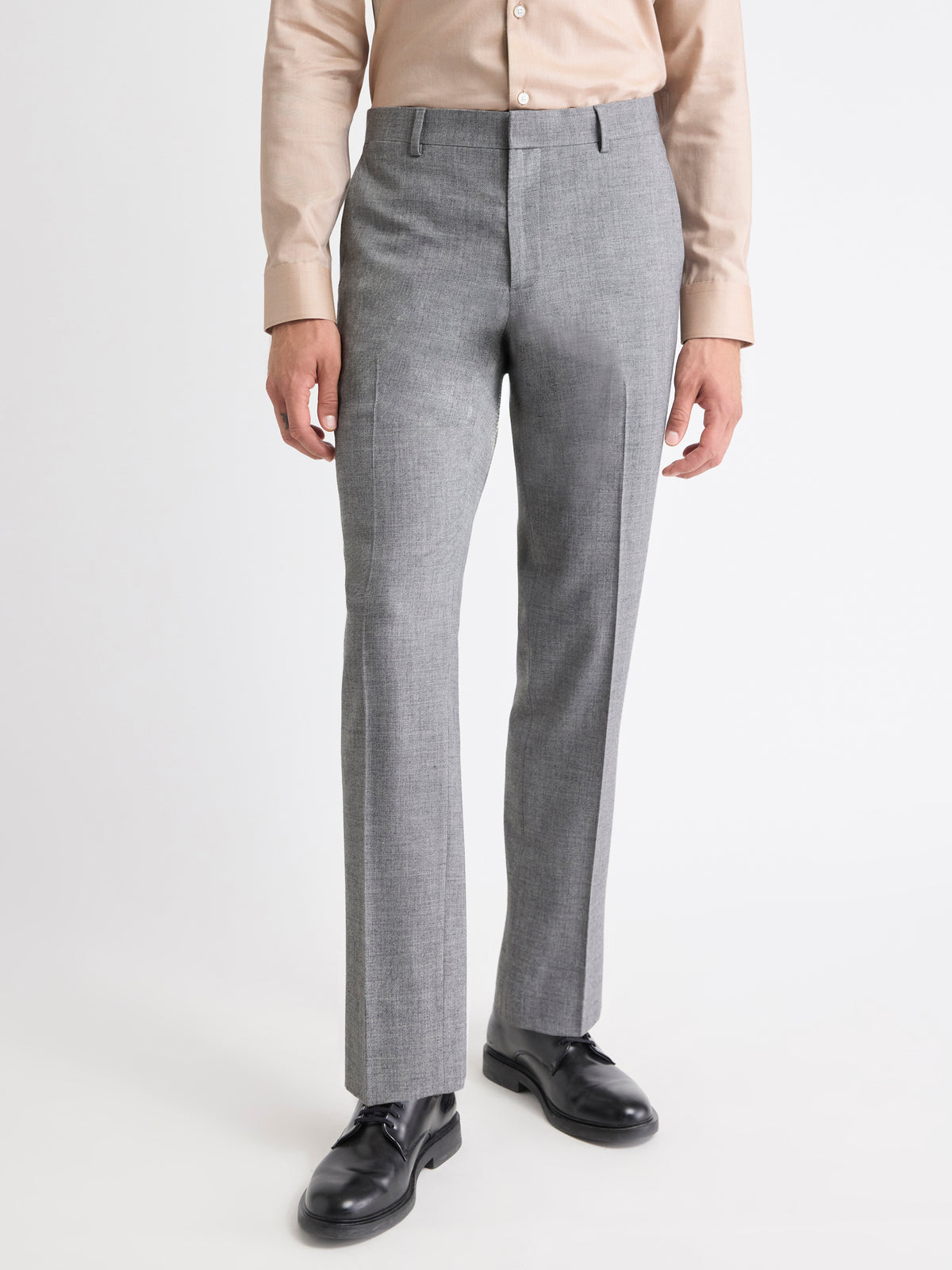 Tailored-Fit Grey Hopsack Suit Pant