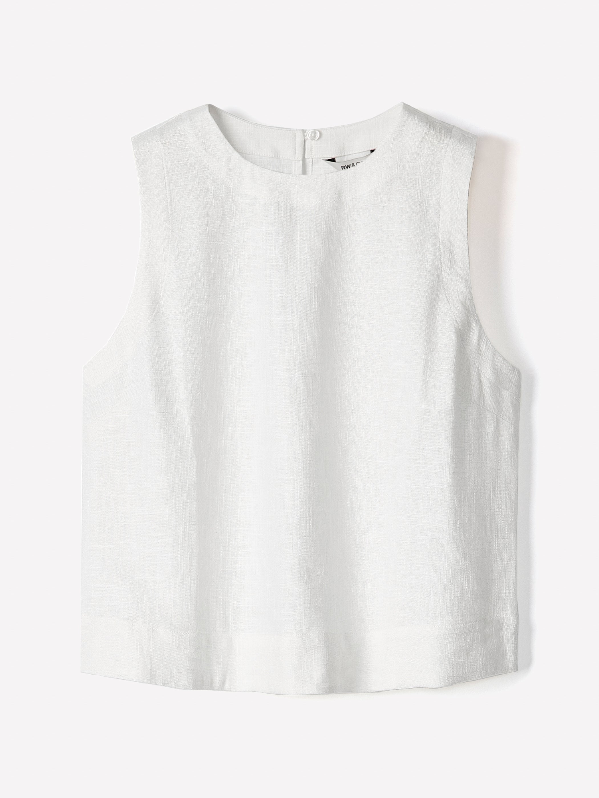 Sleeveless Crew-Neck Linen-Blend Blouse