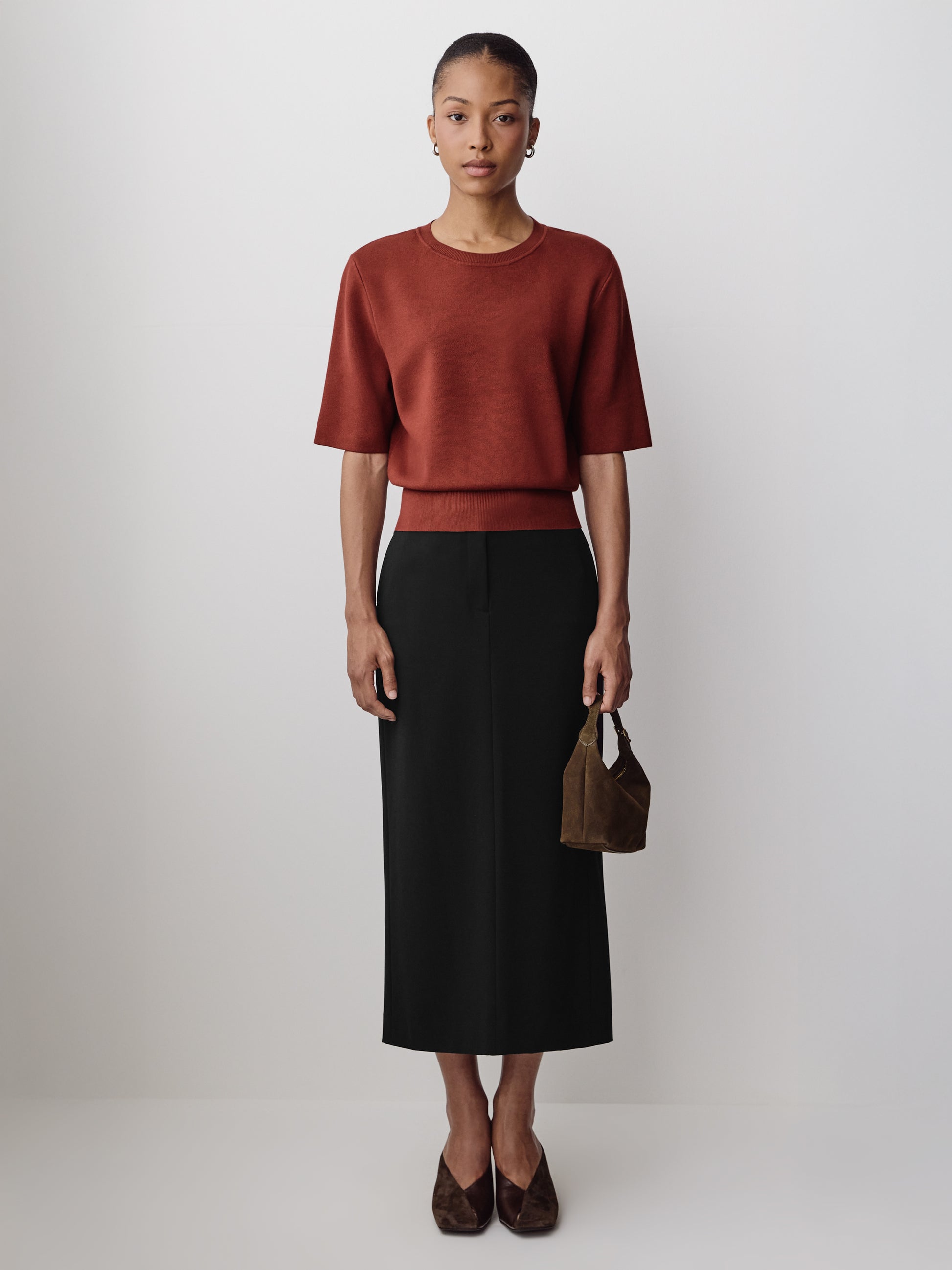 Knit Sweater with Shoulder Pads, Viscose Nylon Blend