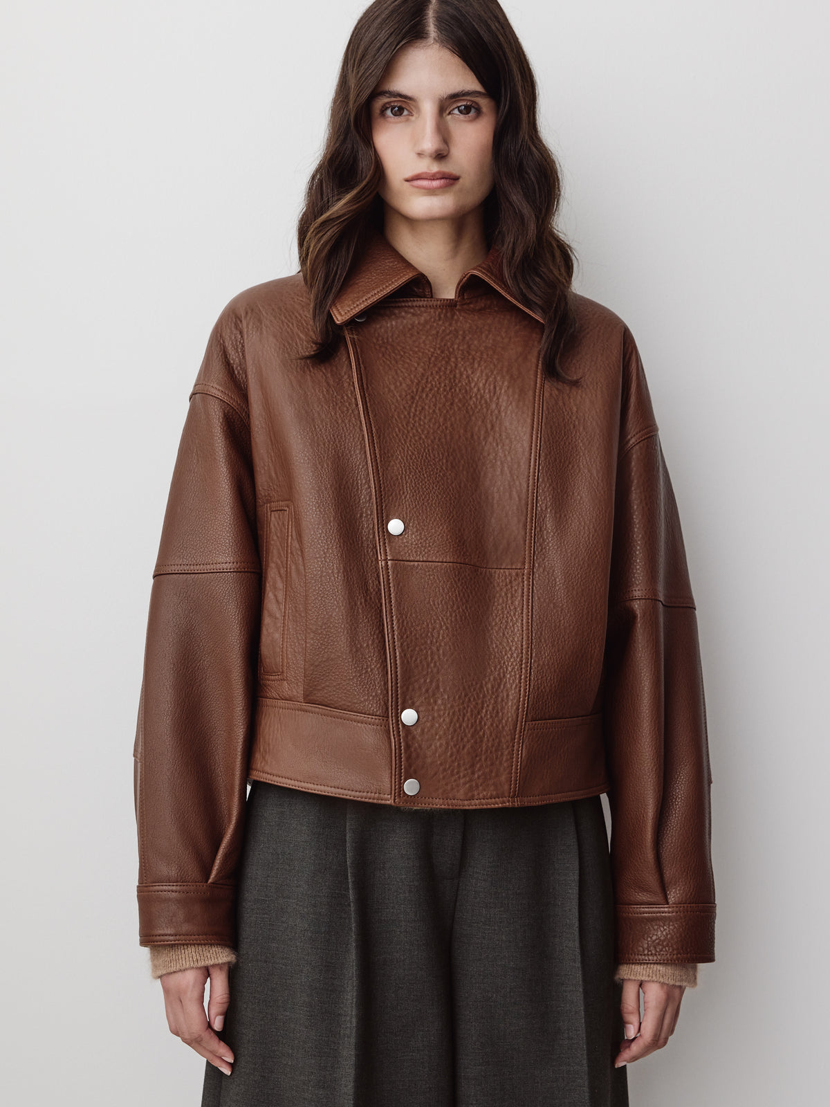 Leather Outerwear Jacket Lambskin Women's
