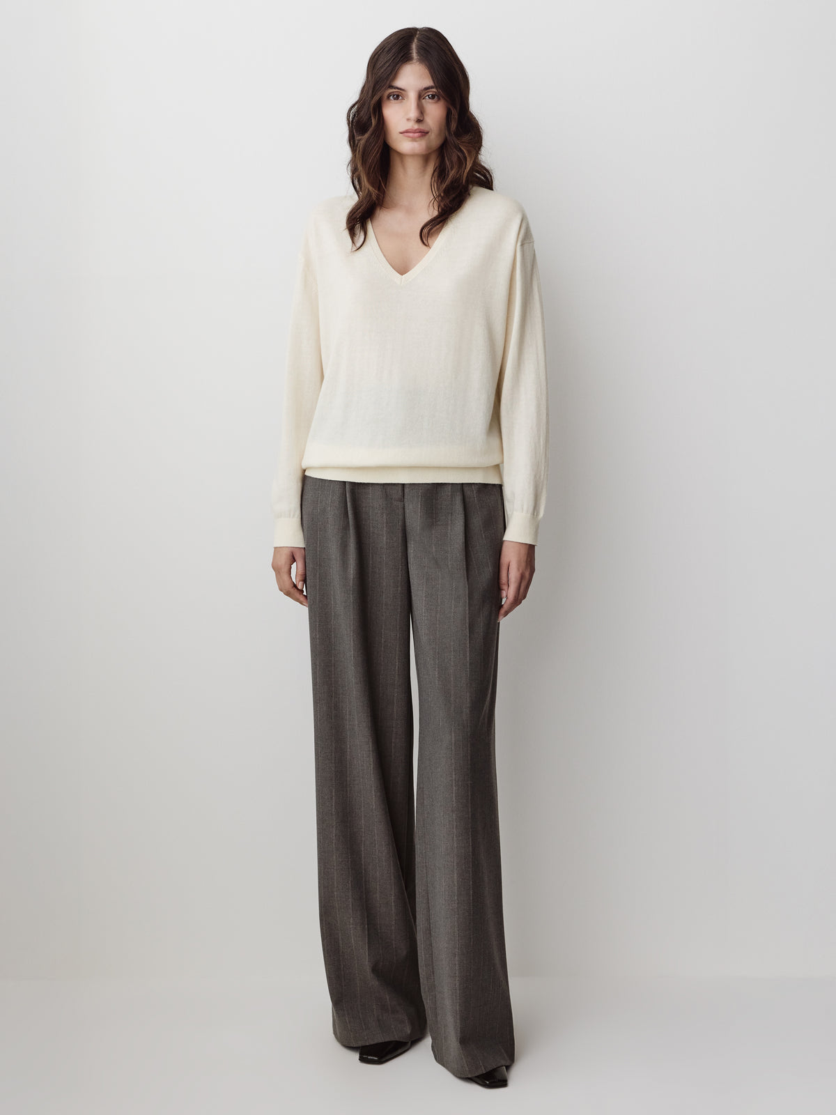 Long-Sleeve V-Neck Oversized Merino Sweater