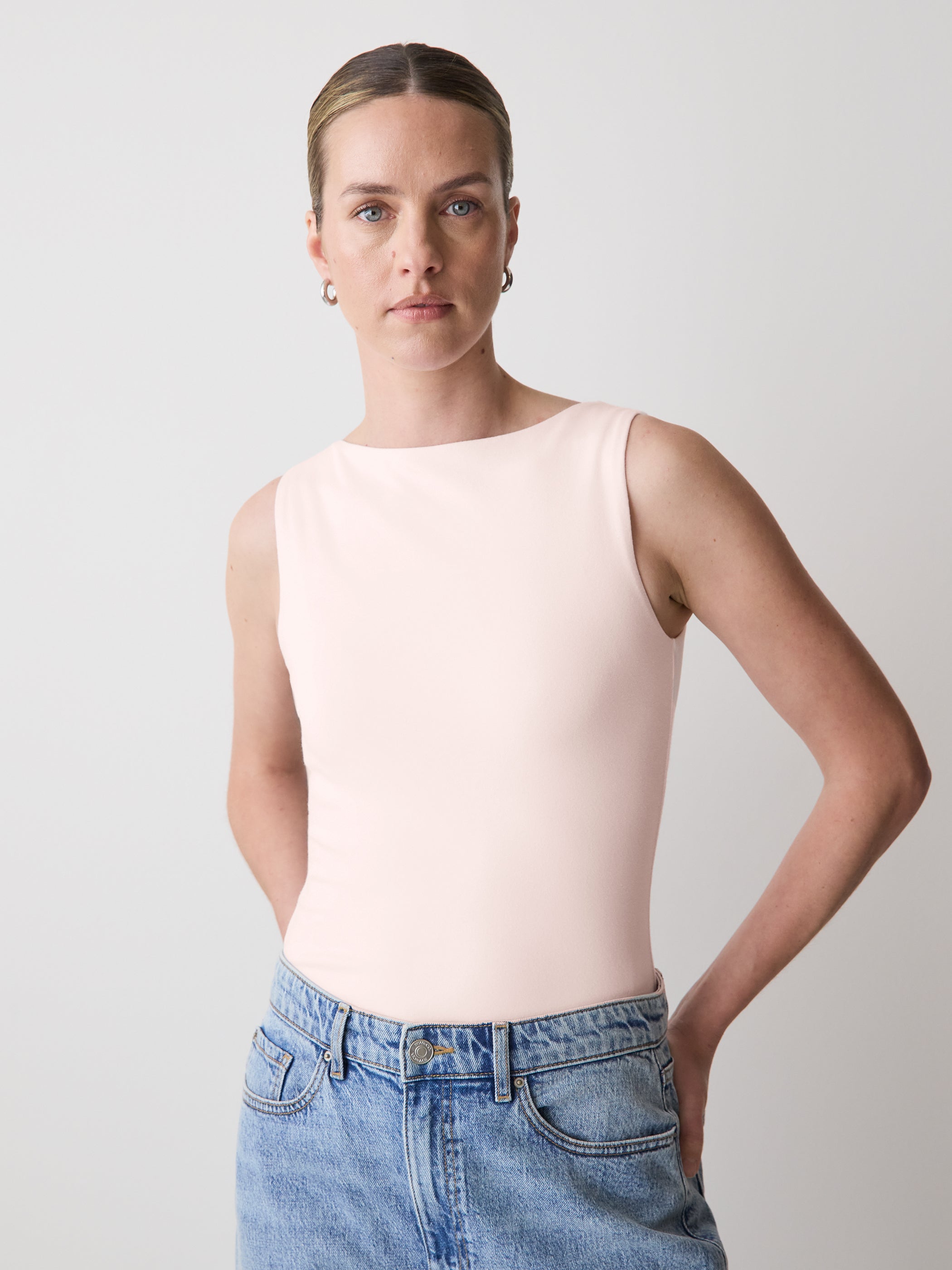 トップス draw drawers Cotton Boat Neck Tanktop Women's Organic Cotton Fitted Boat-Neck Sleeveless Cami – RW&CO