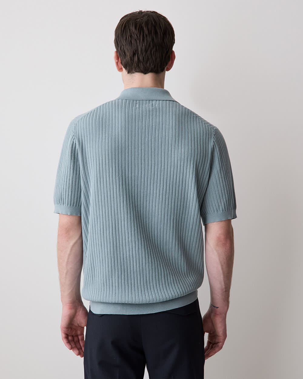 Polo à Manches Courtes en Coton avec Col Johnny