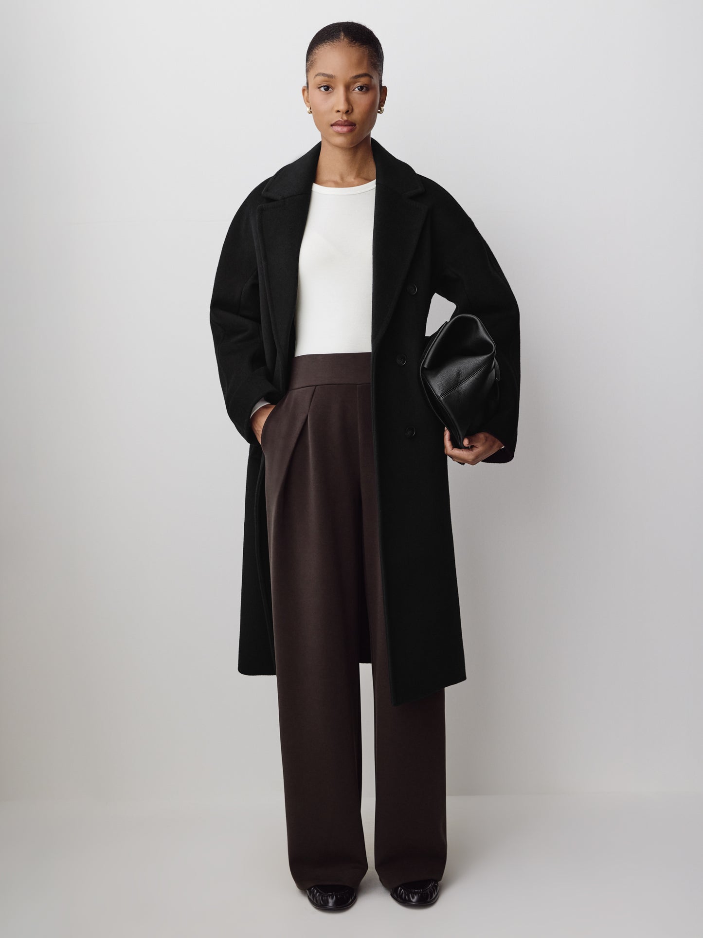 Wide Leg Knit Pants with Neoprene Fabric