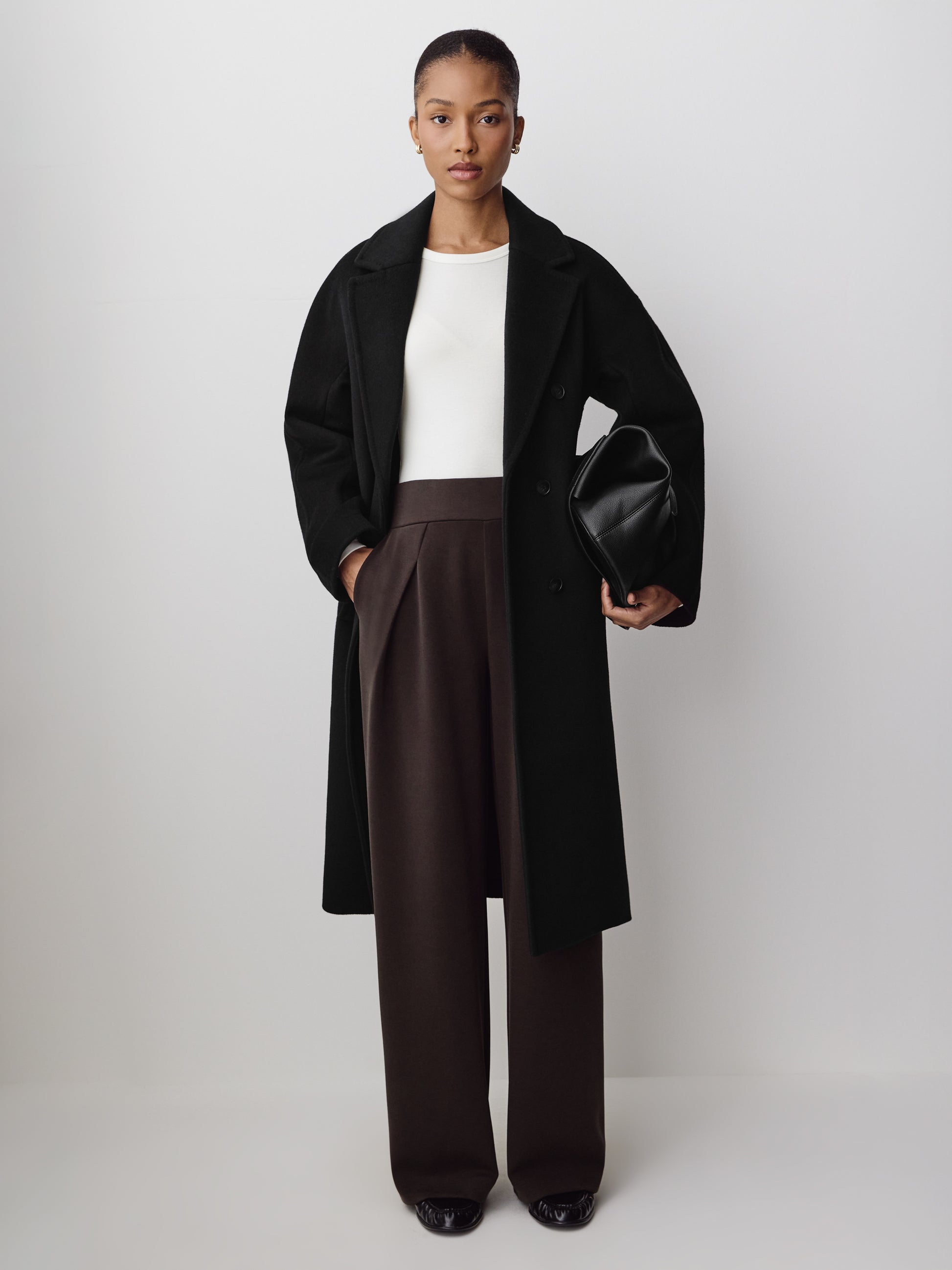 Wide Leg Knit Pants with Neoprene Fabric