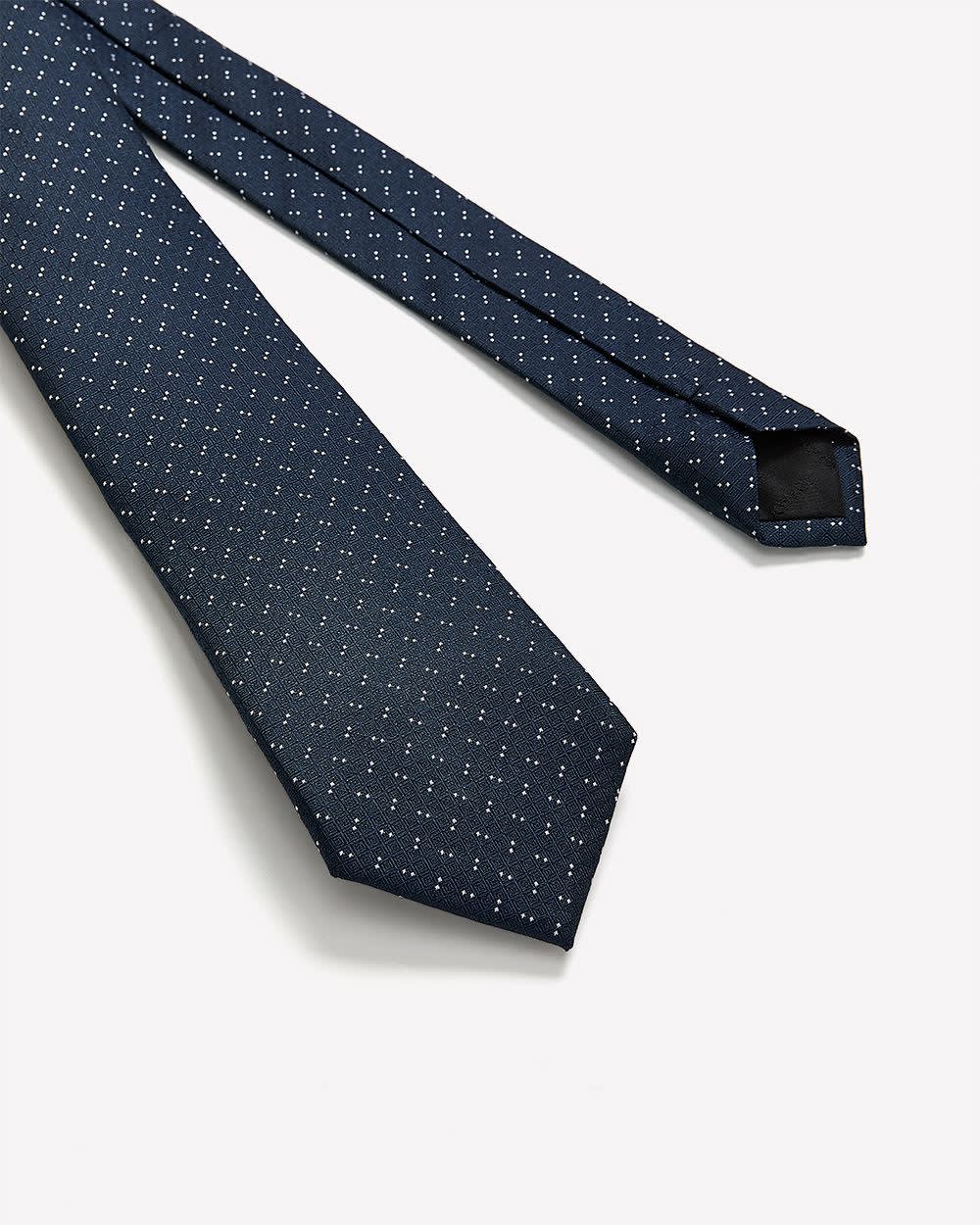 Navy Regular Textured Tie with Dots