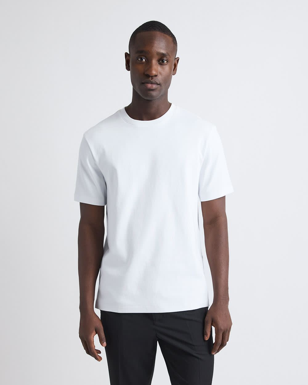 Refined Solid Interlock Cotton Crew-Neck Tee