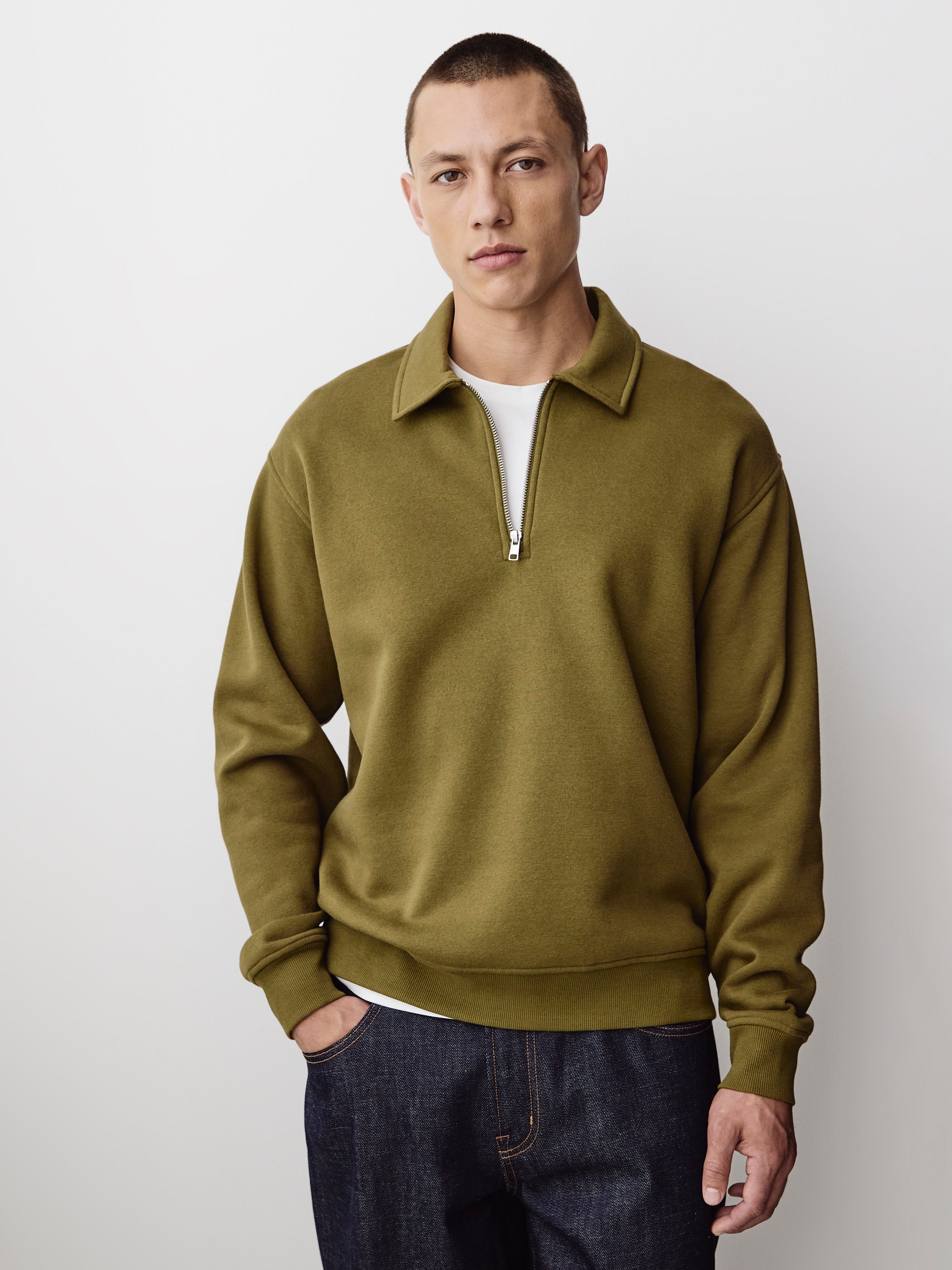 Long-Sleeve Half-Zip Polo Sweater