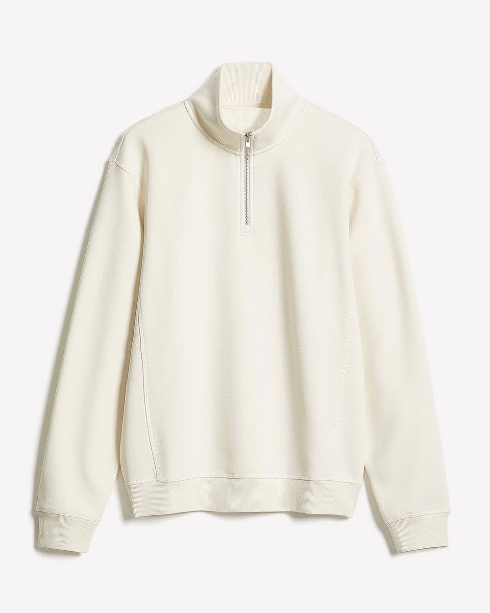Long-Sleeve Quarter-Zip Mock-Neck Sweater