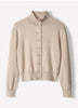 Knit Cardigan Cotton Nylon Blend Mock Neck