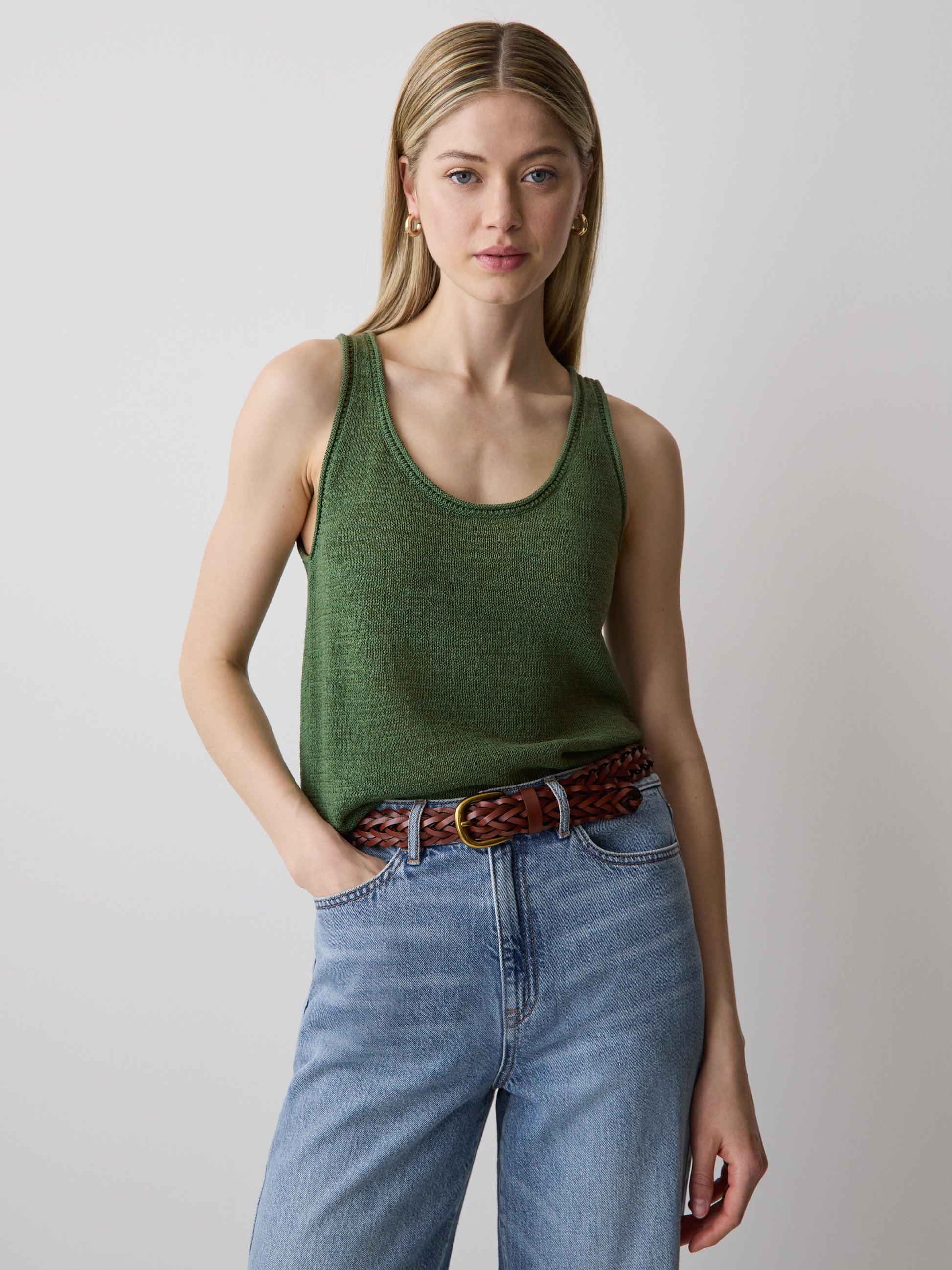 Knit Tank Top Cotton Blend Women