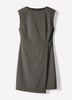 Woven Sleeveless Faux Wrap Dress with Stripes