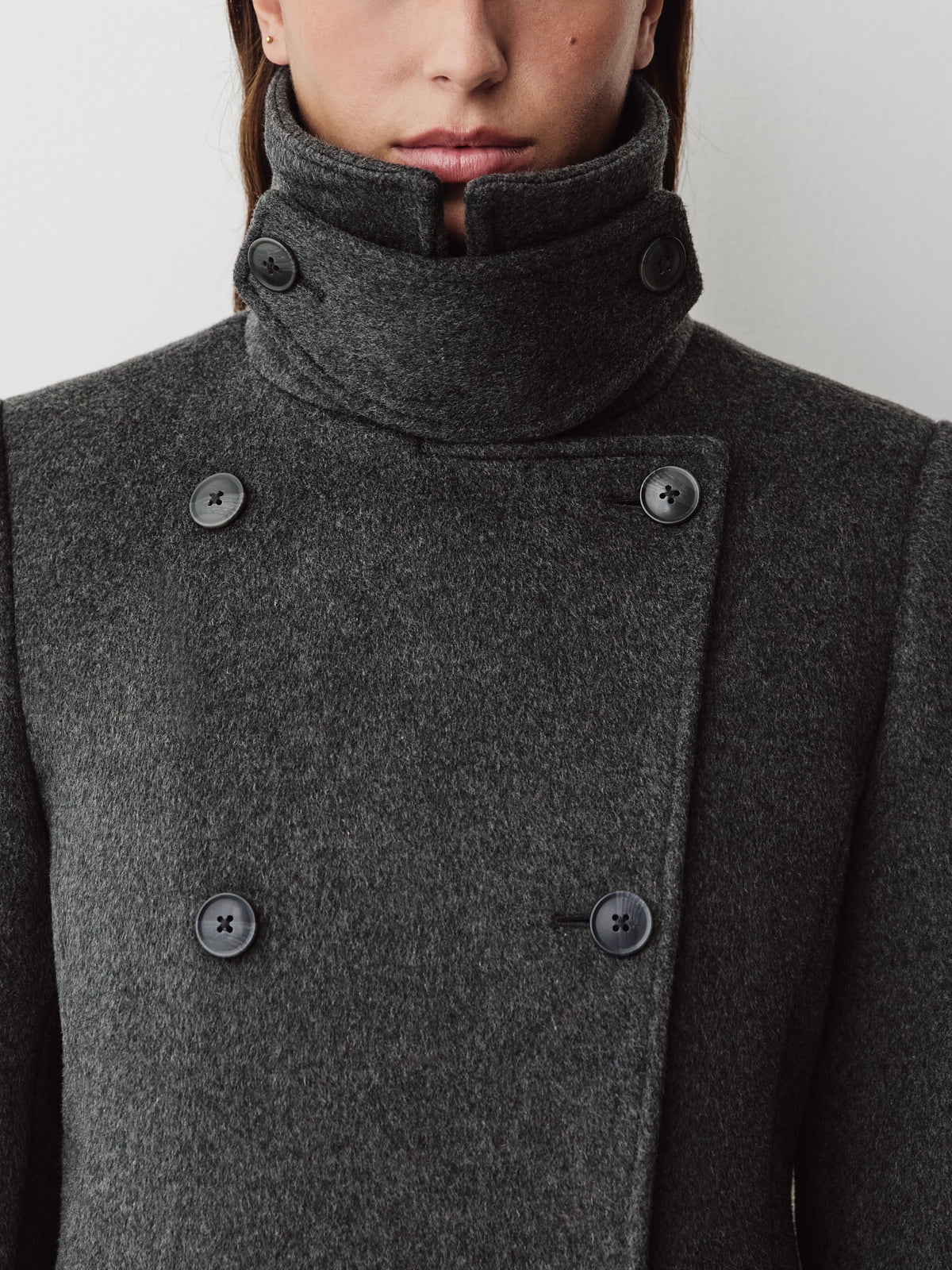Wool Blend Double Breasted Coat