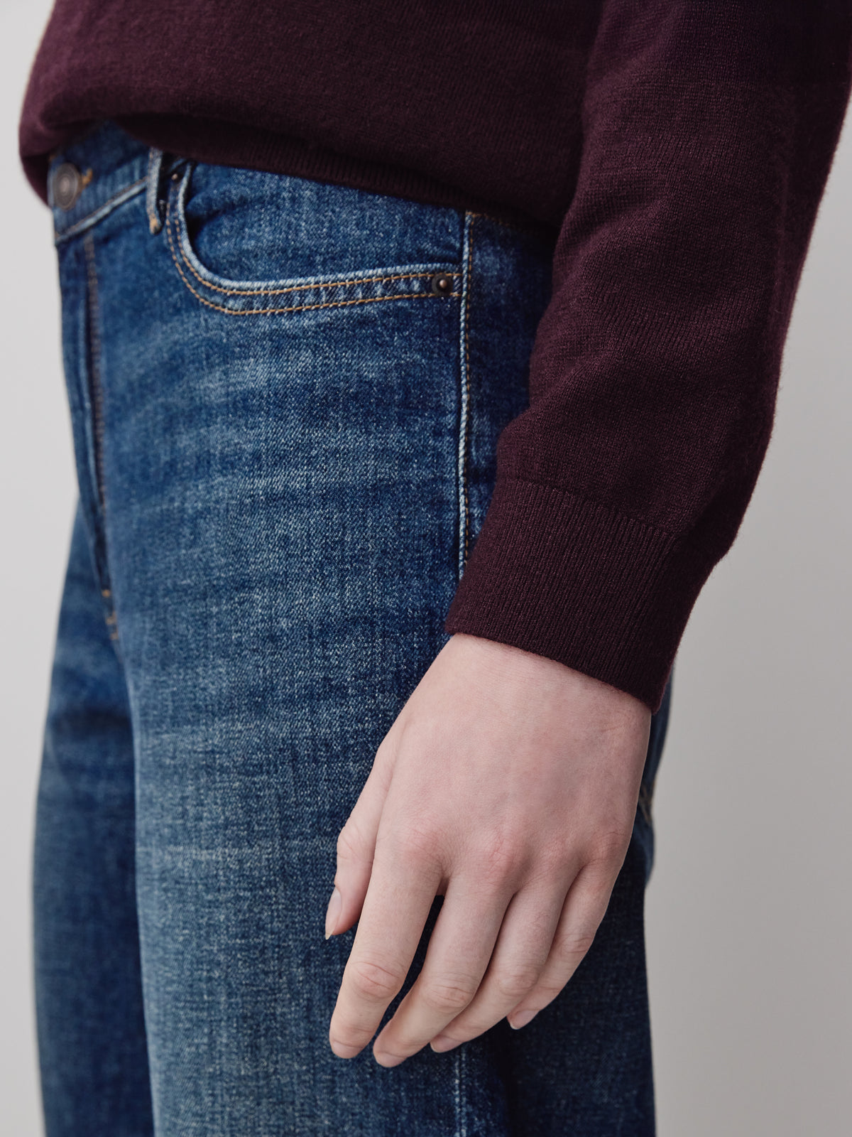 Long-Sleeve V-Neck Oversized Merino Sweater