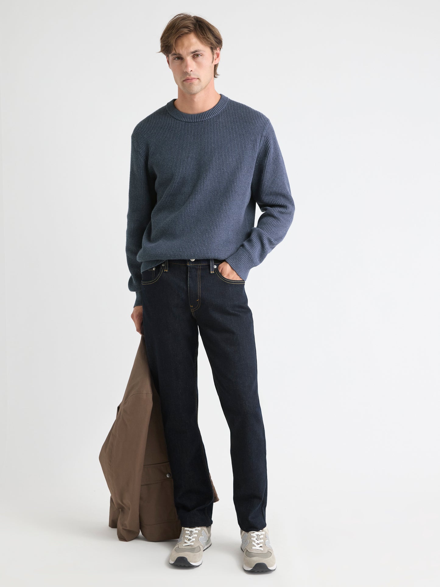 Cashmere-Blend Long-Sleeve Crew-Neck Sweater