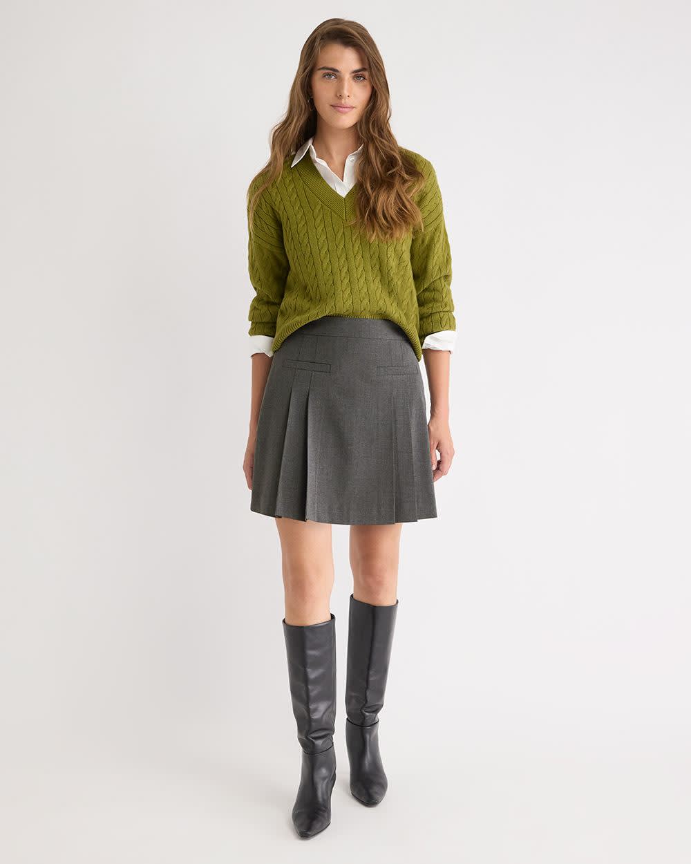 Ultra High-Rise Pleated Twill Mini Skirt