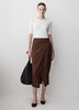 Linen-Blend Straight Midi Skirt with Wrap Front