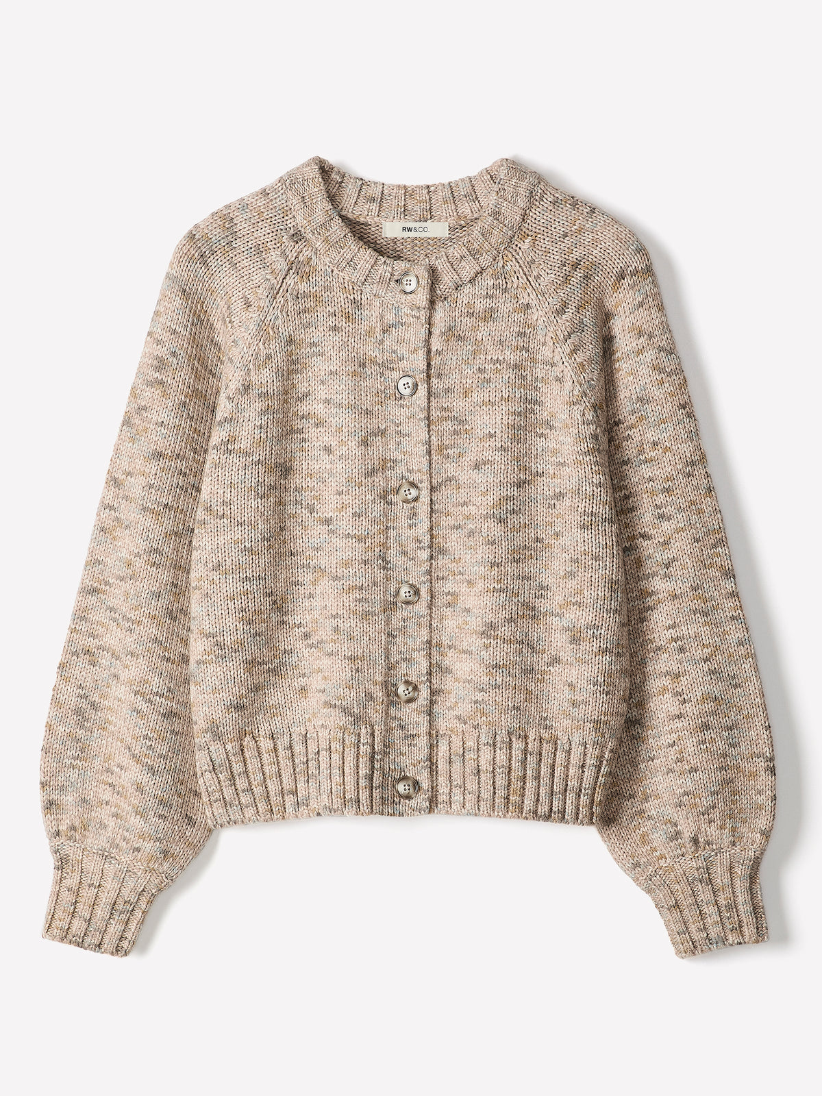 Long-Sleeve Crew-Neck Marled Cardigan