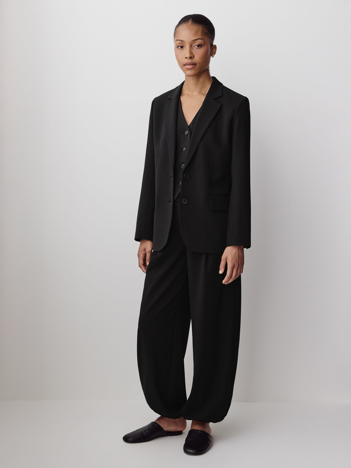 Relaxed-Fit Two-Button Twill Blazer