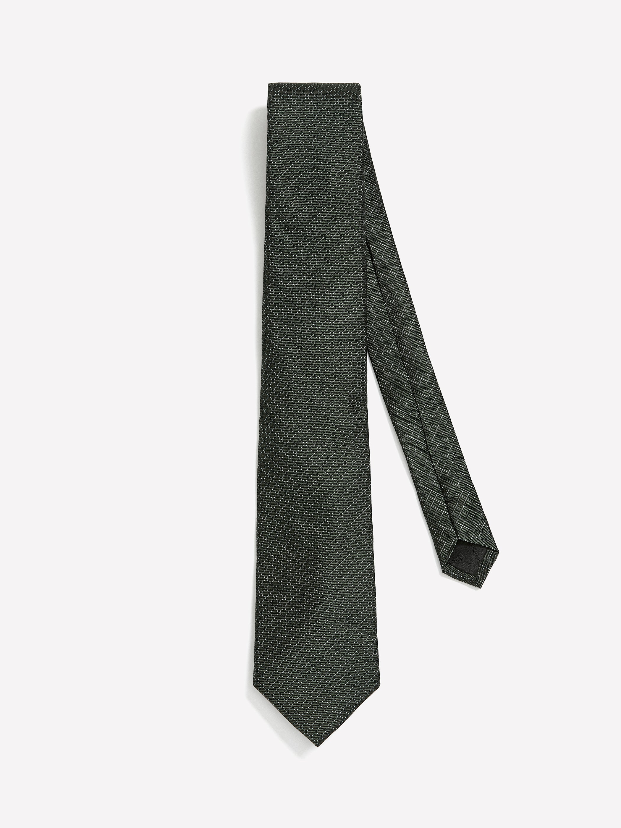 Dark Green Regular Tie with Square Geometric Pattern