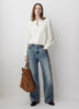 Silky Crepe Long-Sleeve Buttoned-Down Blouse