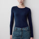 Long Sleeve Knit Pullover Crew Neck Cotton Blend