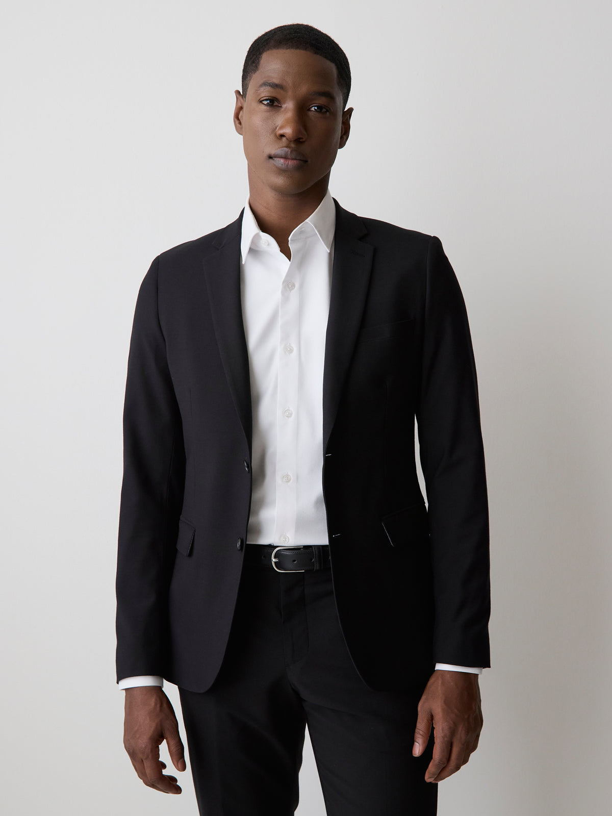 Essential Slim Fit Black Wool-Blend Suit Blazer