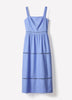 Sleeveless Square-Neck Linen-Blend Midi Dress