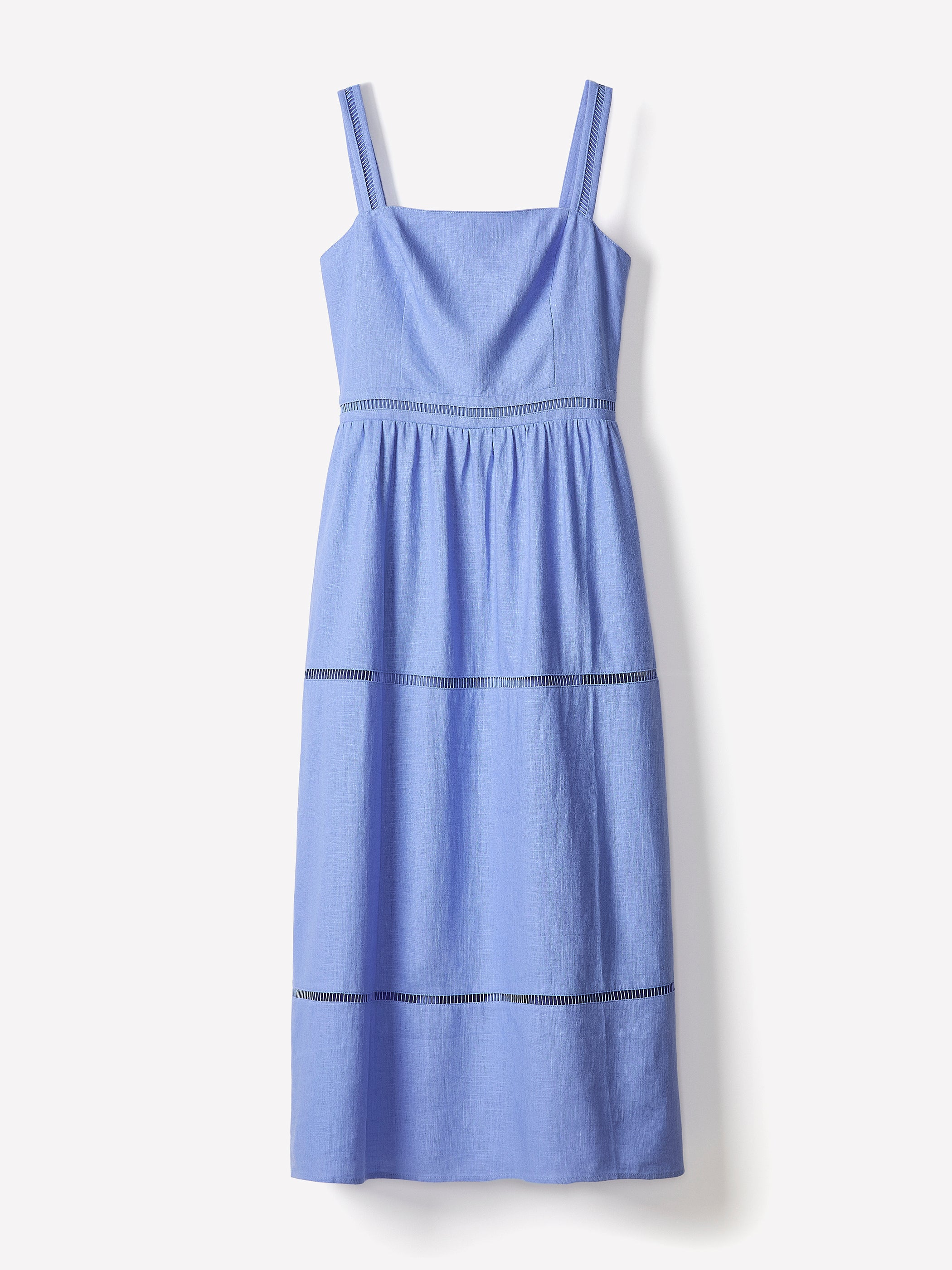 Woven Linen Blend Strappy Midi Dress