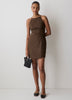 Woven Linen Blend Halter Dress