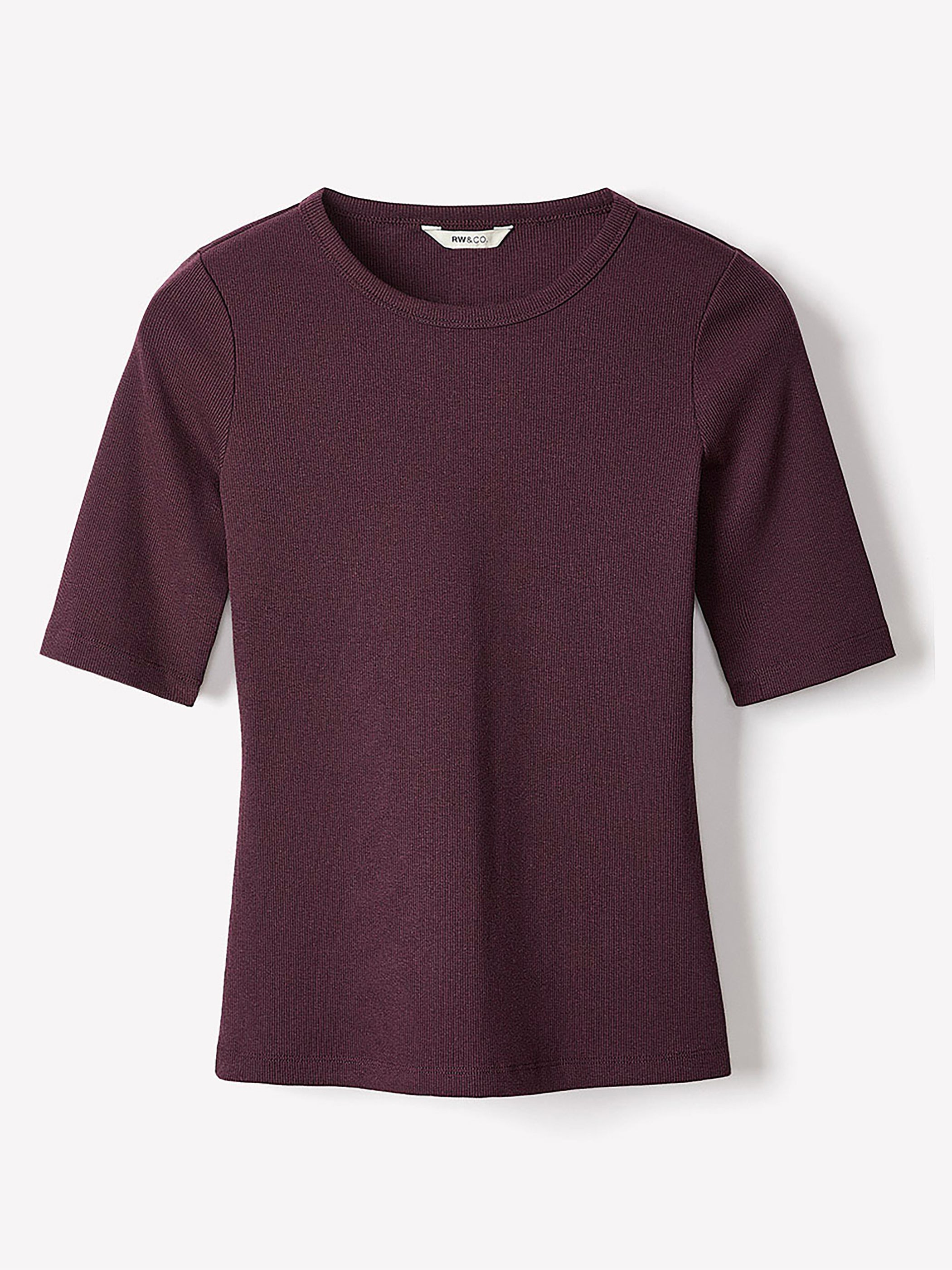 Elbow-Sleeve Crew-Neck Ribbed Tee