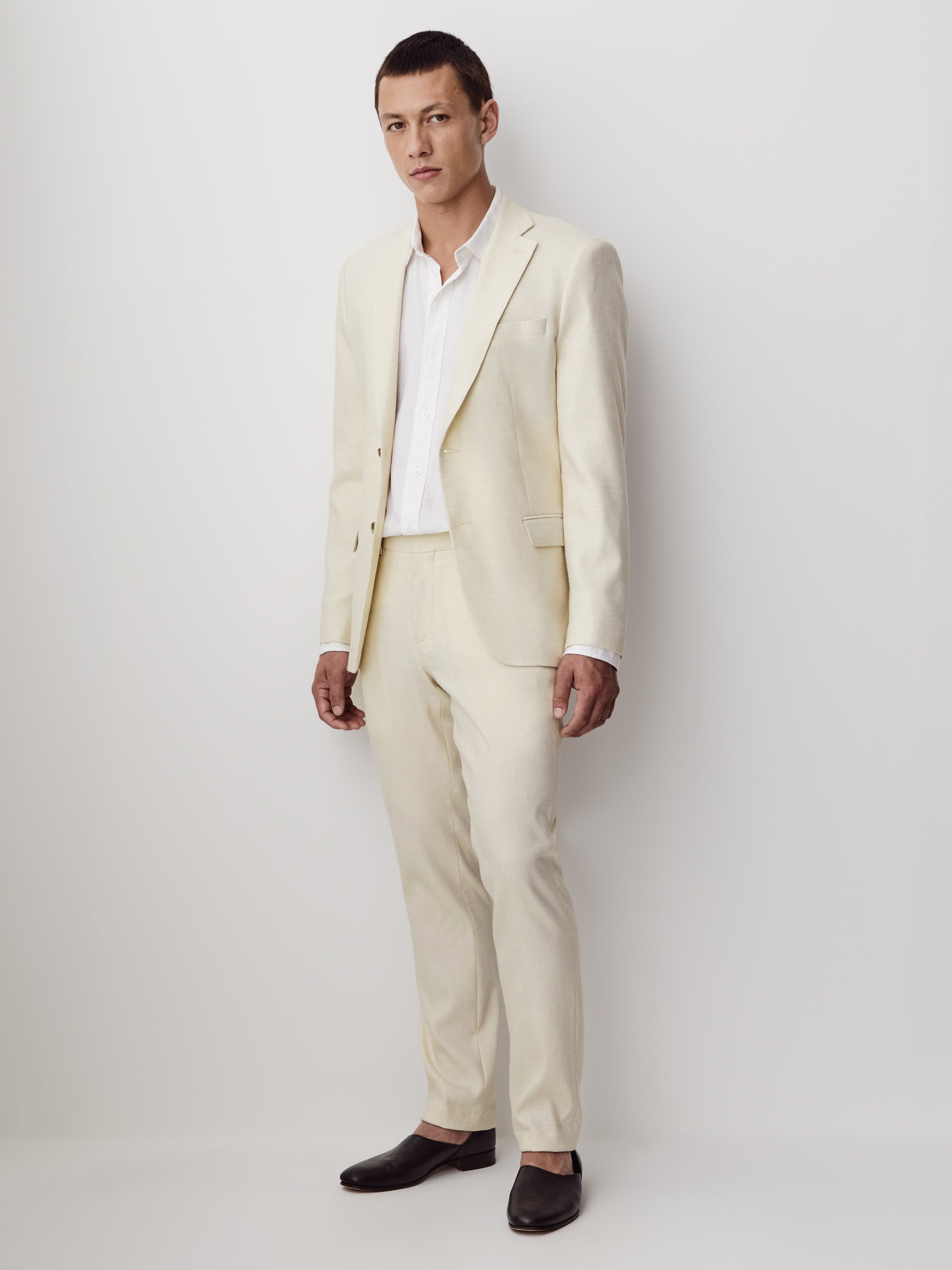 Slim Fit Stretch Linen Suit Pant