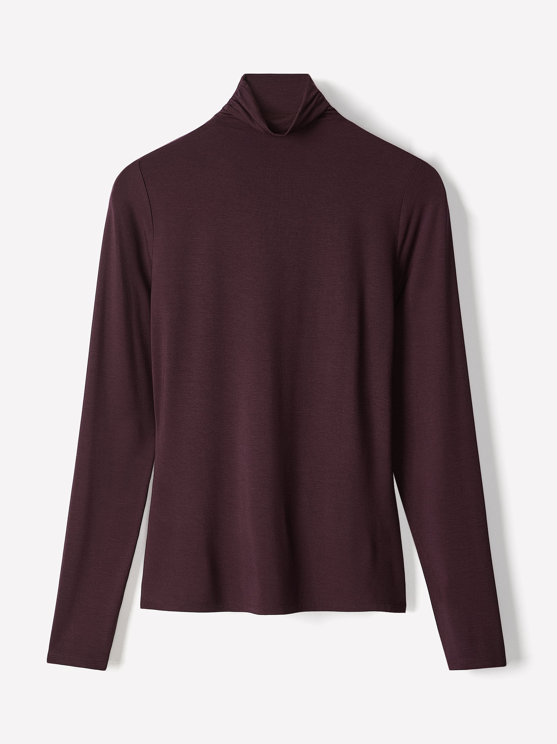Knit Pullover Fitted Stretch Viscose Mock Neck