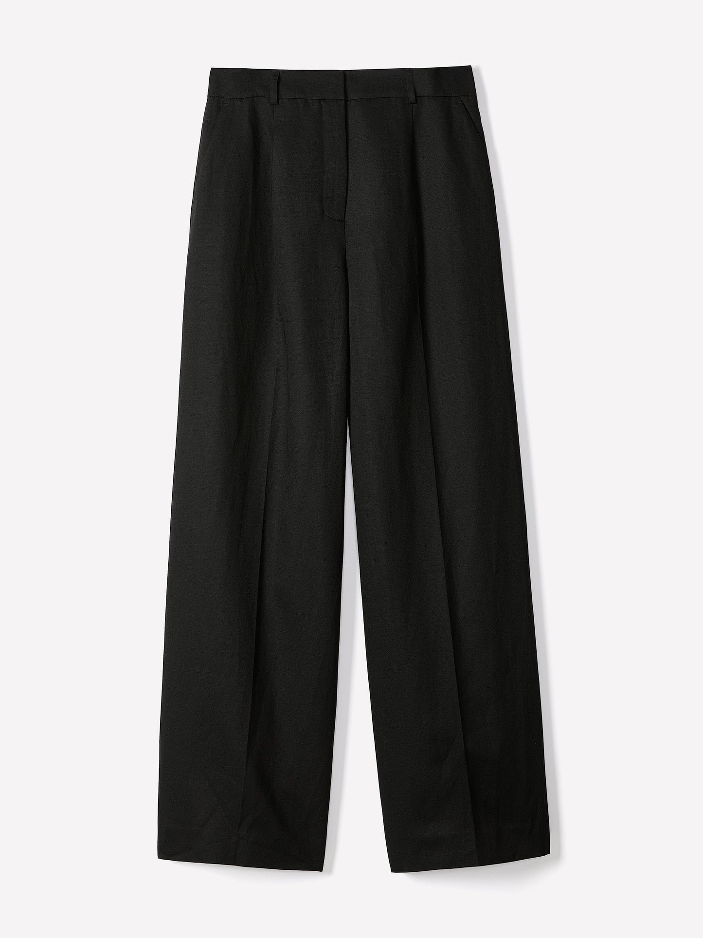 Woven Wide Leg High Rise Pant Linen Viscose Blend