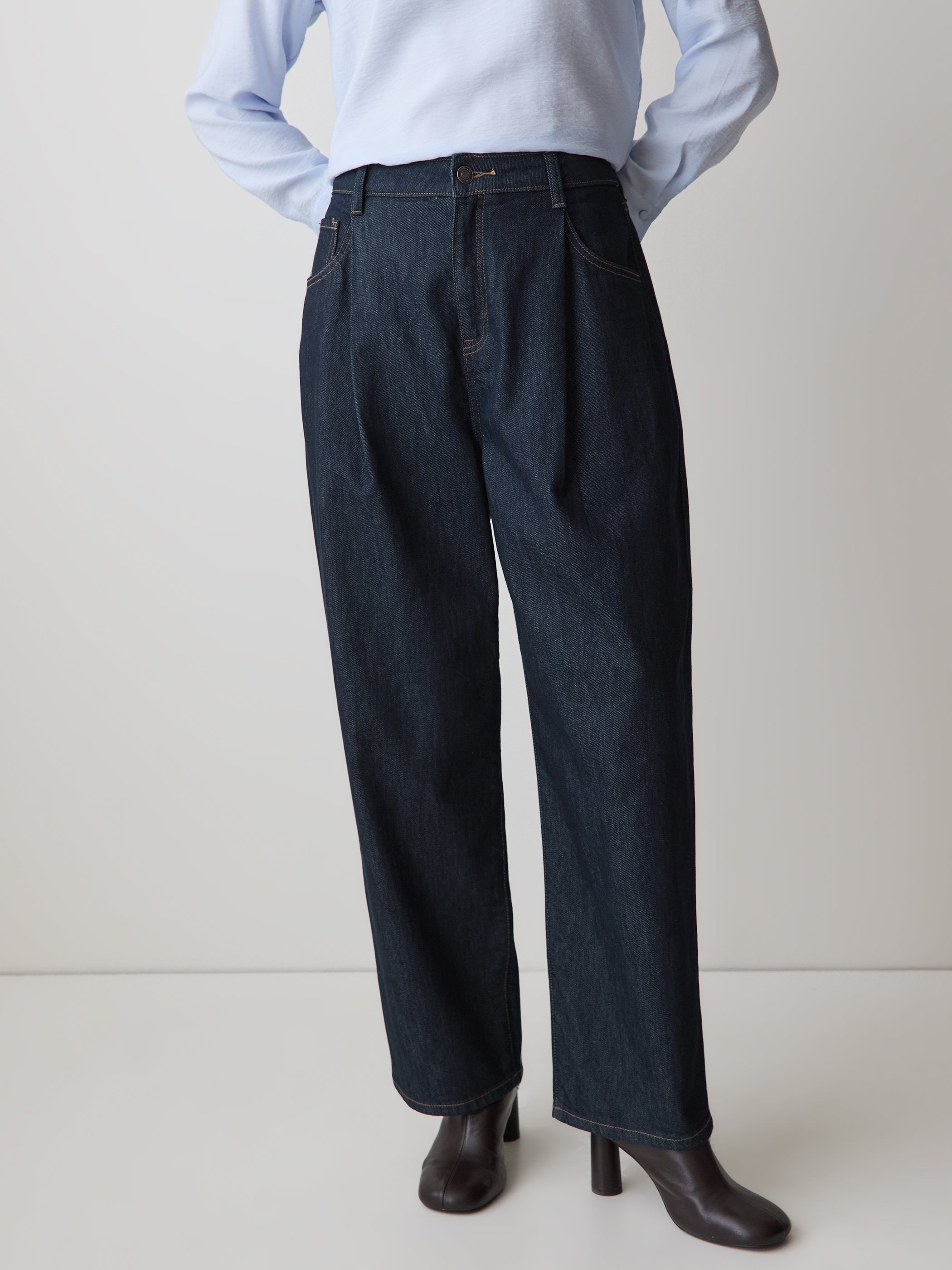 High-Rise Barrel Jeans
