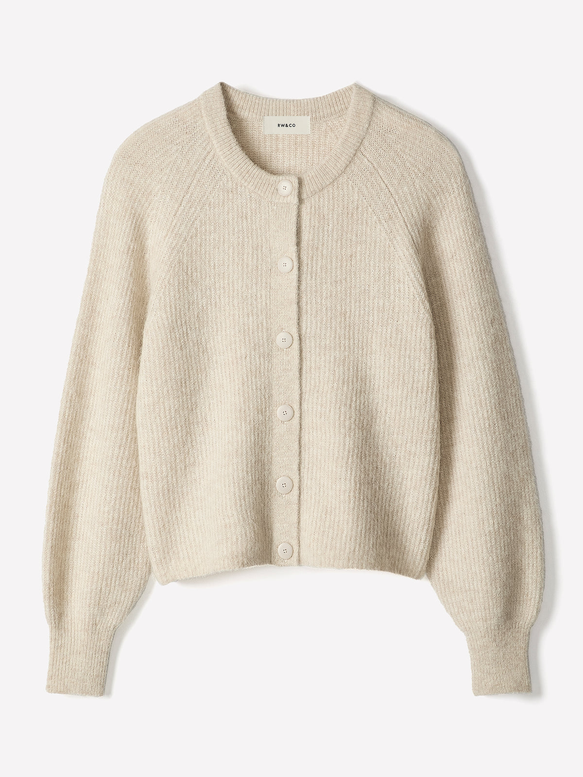 Wool-Blend Long-Sleeve Crew-Neck Cardigan