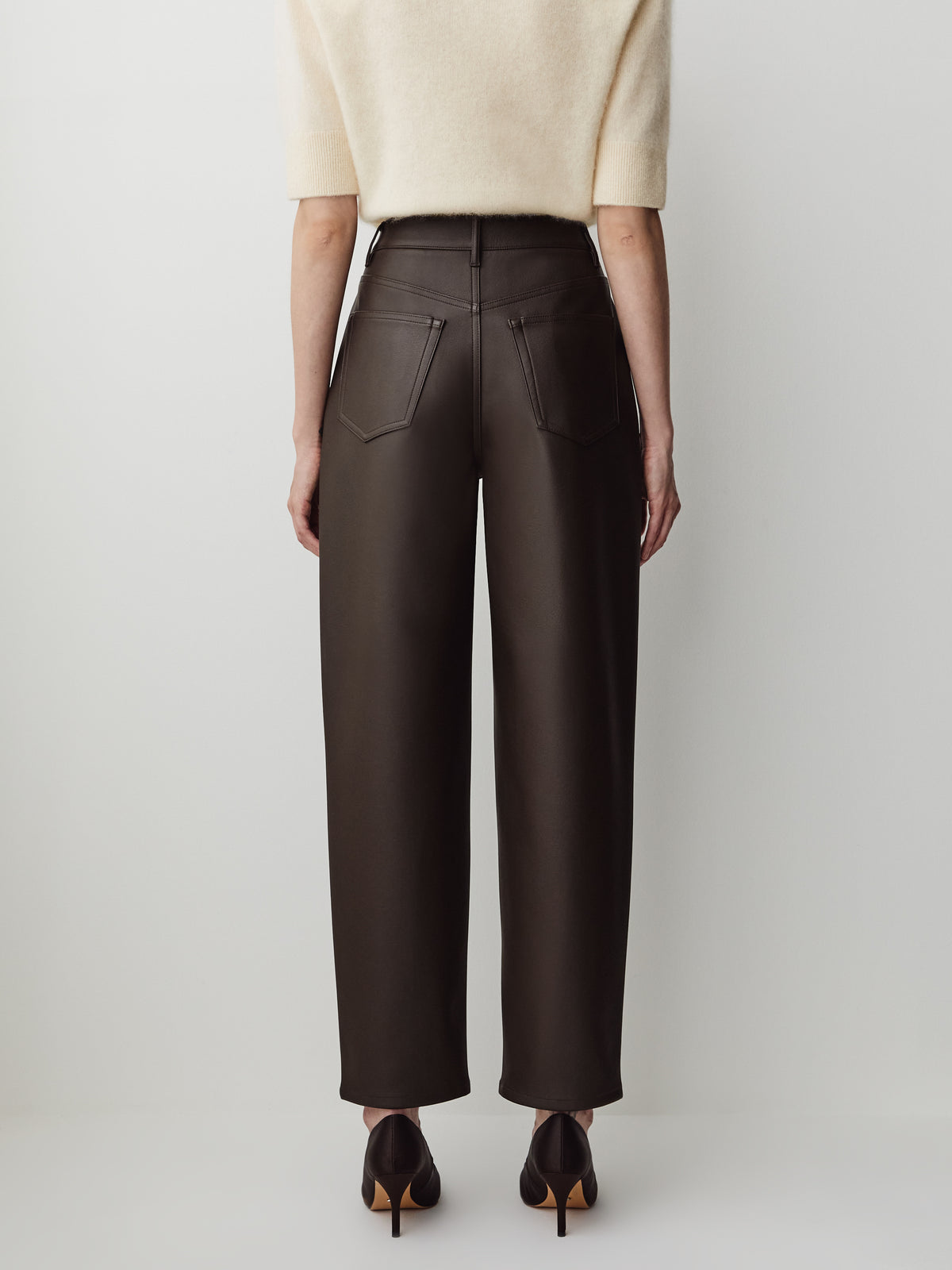 High-Rise Tapered-Leg Faux-Leather Pant