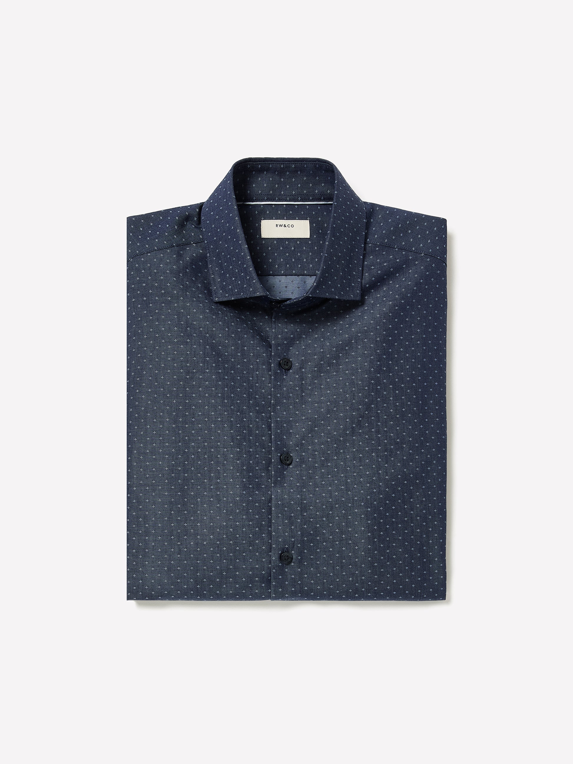 Slim Fit Cotton Shirt with Stand Collar