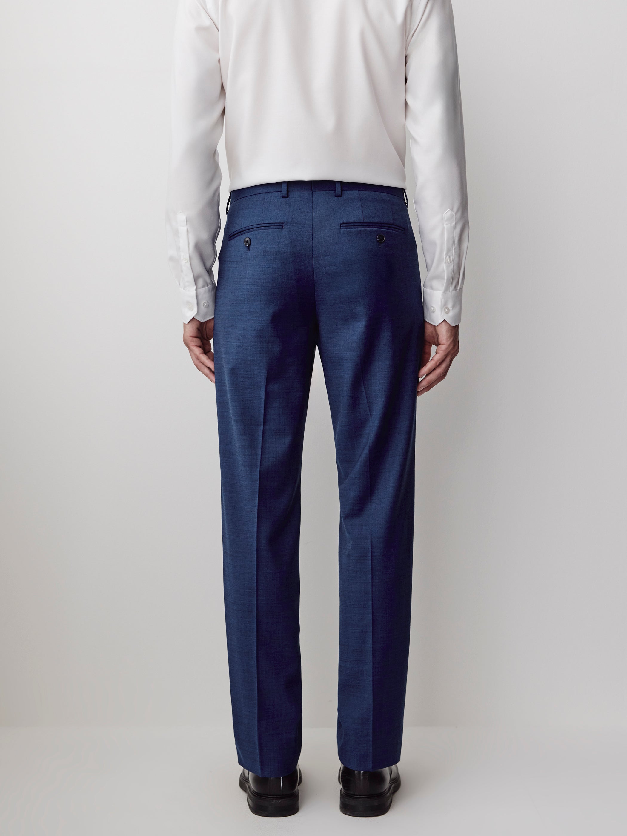 Pantalon de Complet Bleu en Laine à Coupe Ajustée